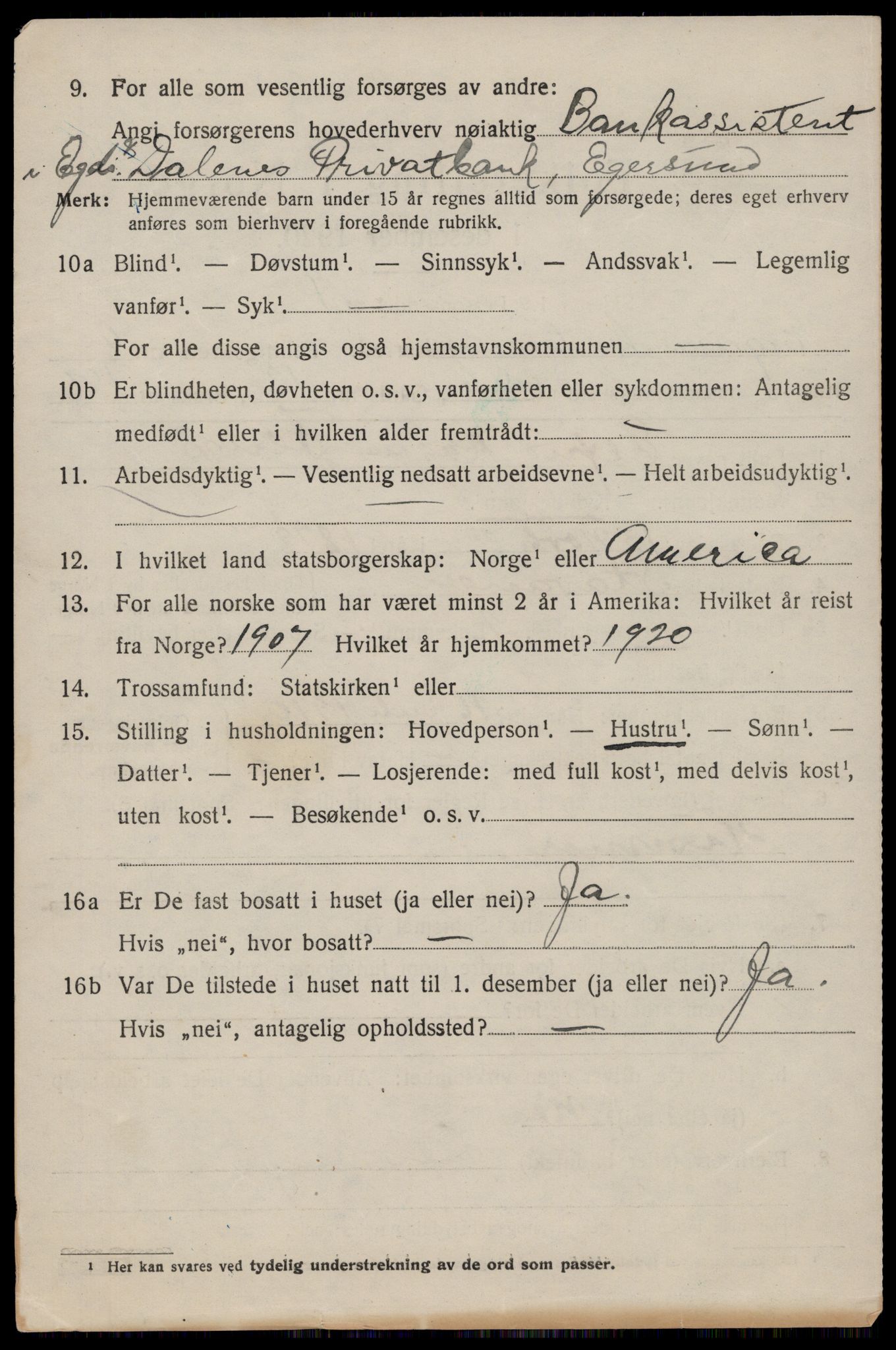 SAST, 1920 census for Eigersund, 1920, p. 3338