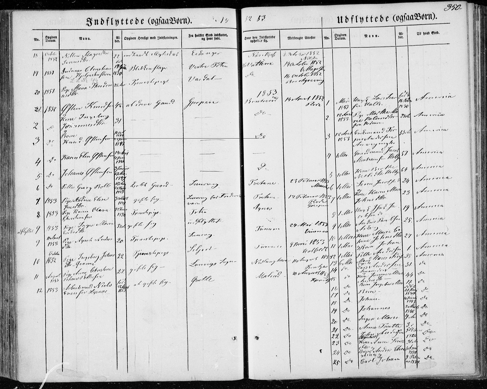 Brunlanes kirkebøker, AV/SAKO-A-342/F/Fa/L0004: Parish register (official) no. I 4, 1846-1862, p. 350