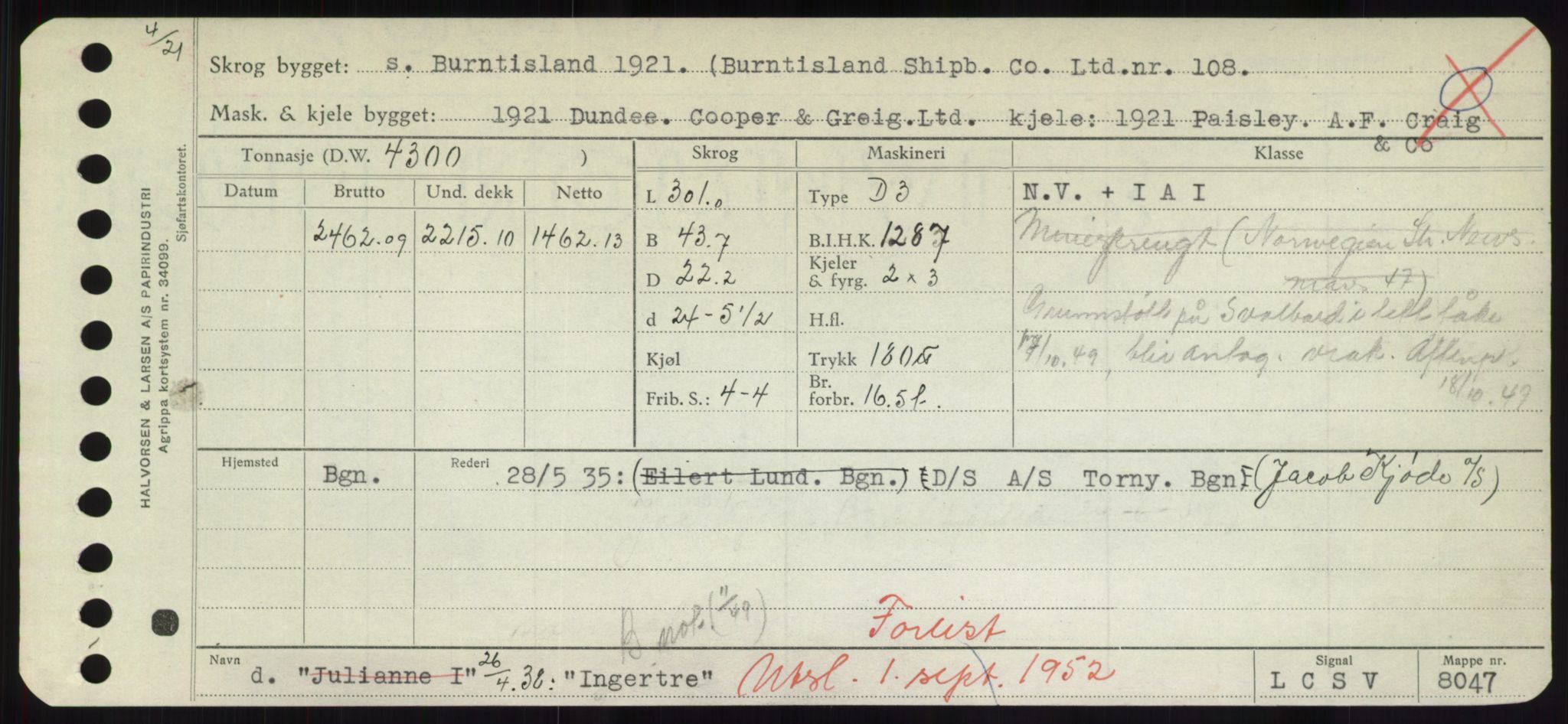 Sjøfartsdirektoratet med forløpere, Skipsmålingen, RA/S-1627/H/Hd/L0018: Fartøy, I, p. 163