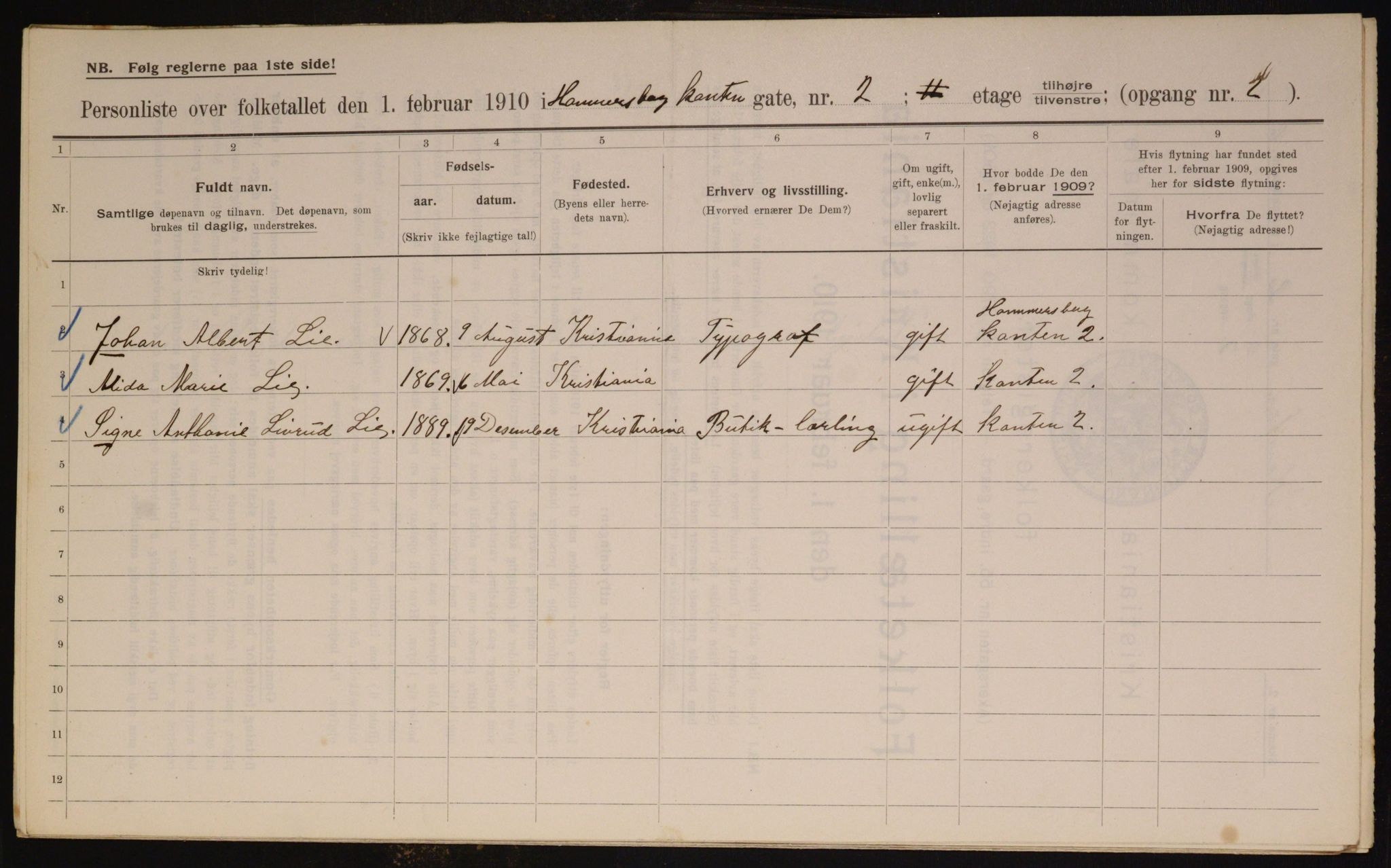 OBA, Municipal Census 1910 for Kristiania, 1910, p. 46740