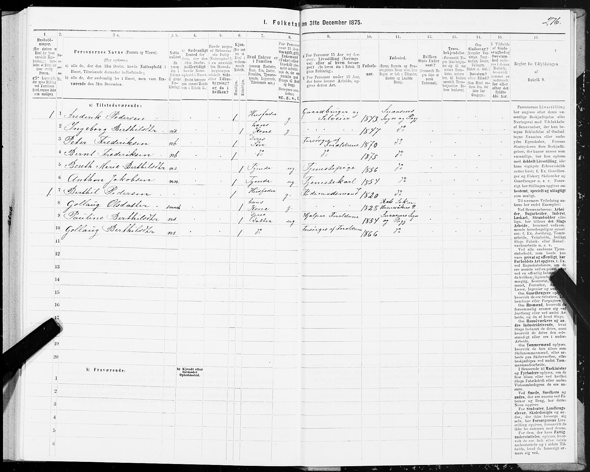 SAT, 1875 census for 1736P Snåsa, 1875, p. 3276