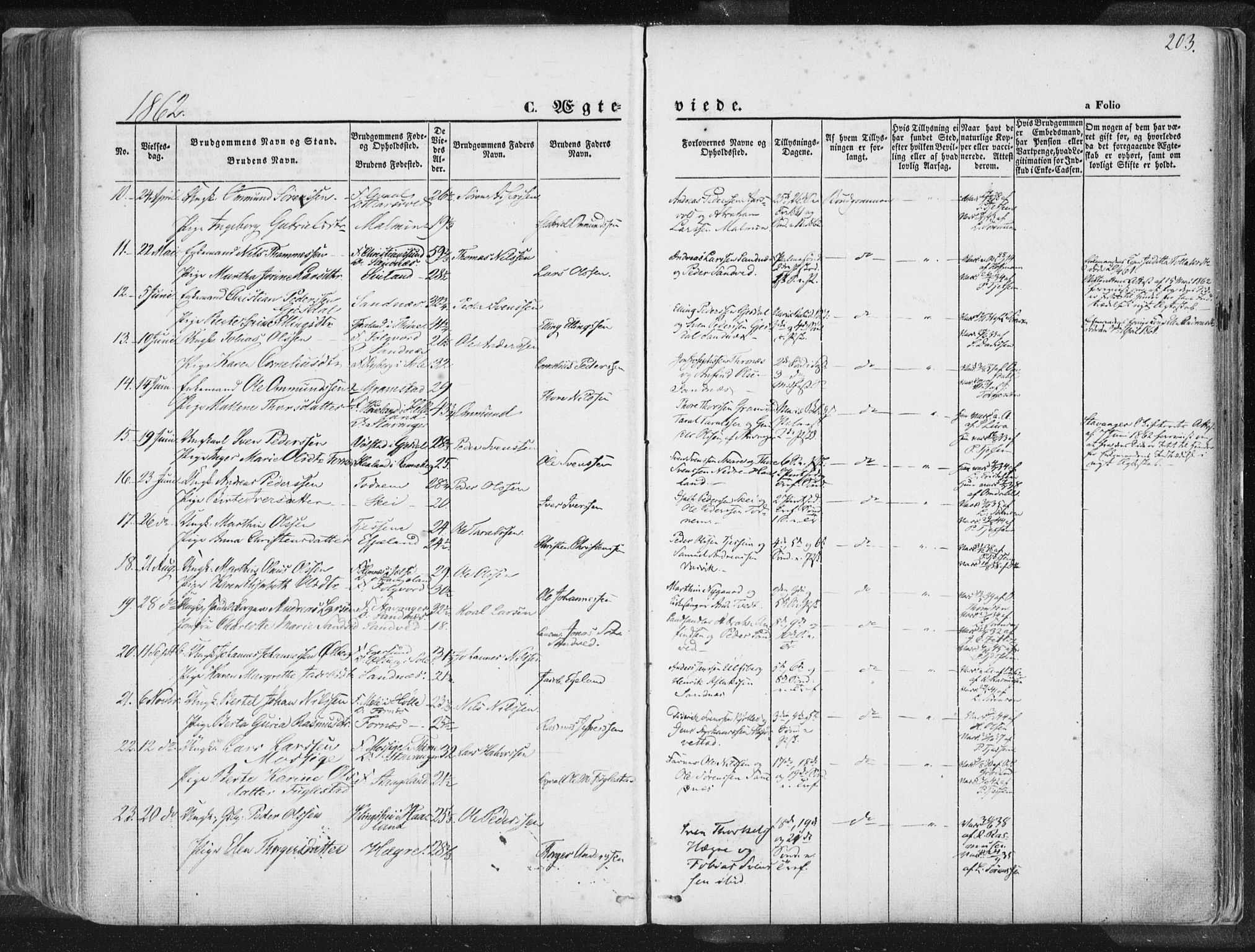 Høyland sokneprestkontor, SAST/A-101799/001/30BA/L0010: Parish register (official) no. A 9.1, 1857-1877, p. 203