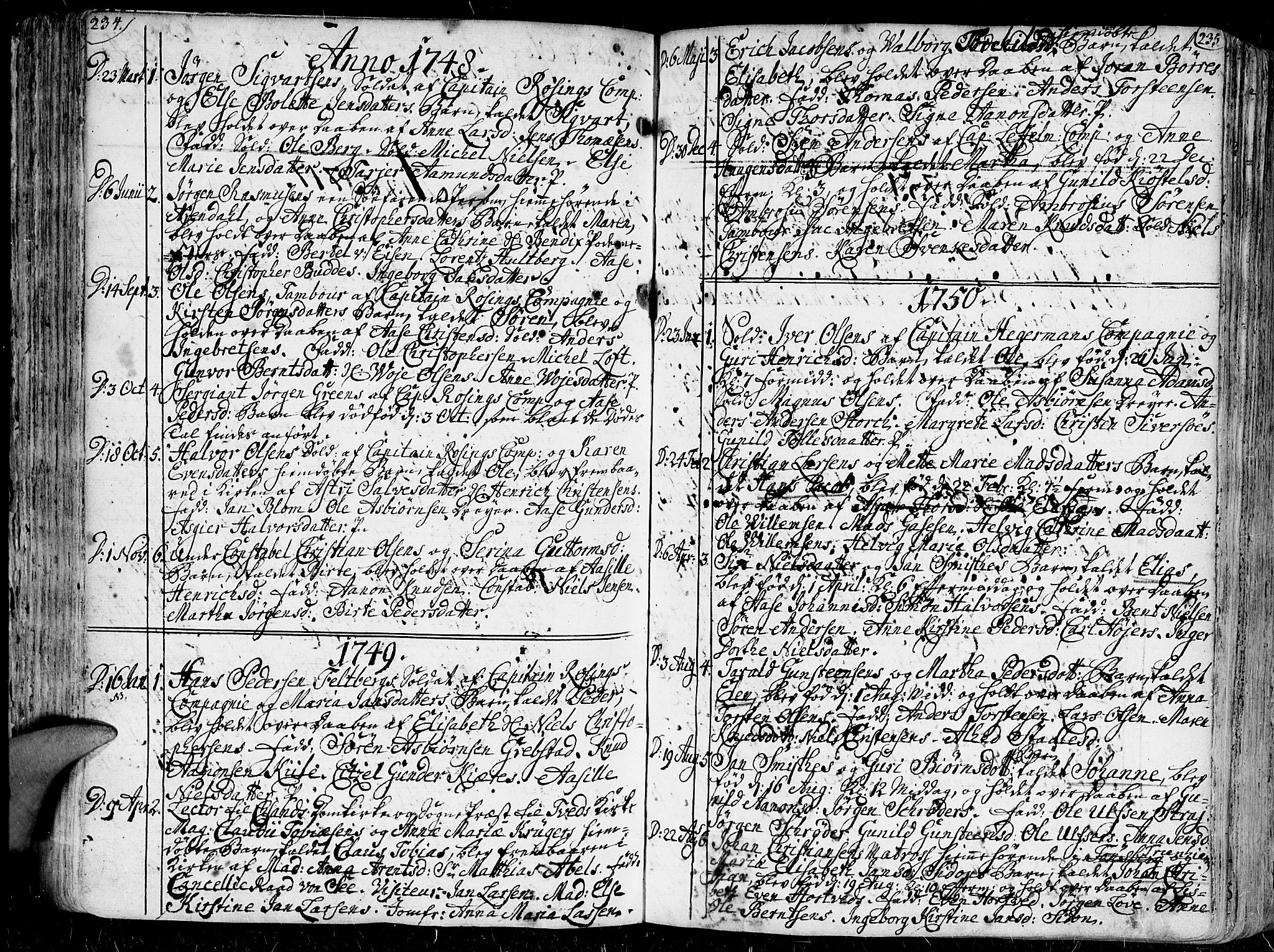 Kristiansand domprosti, SAK/1112-0006/F/Fa/L0001: Parish register (official) no. A 1, 1734-1793, p. 234-235