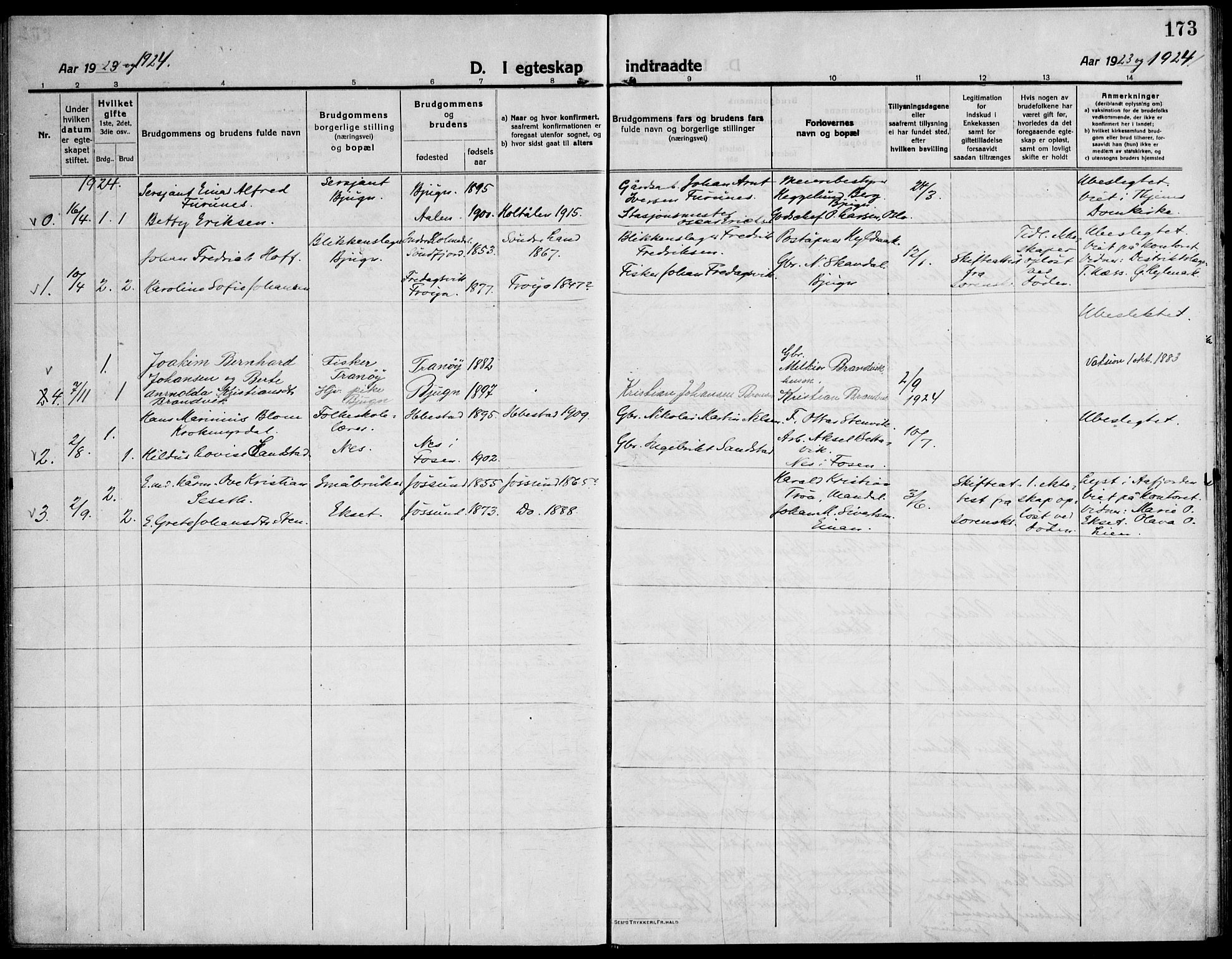 Ministerialprotokoller, klokkerbøker og fødselsregistre - Sør-Trøndelag, SAT/A-1456/651/L0648: Parish register (copy) no. 651C02, 1915-1945, p. 173