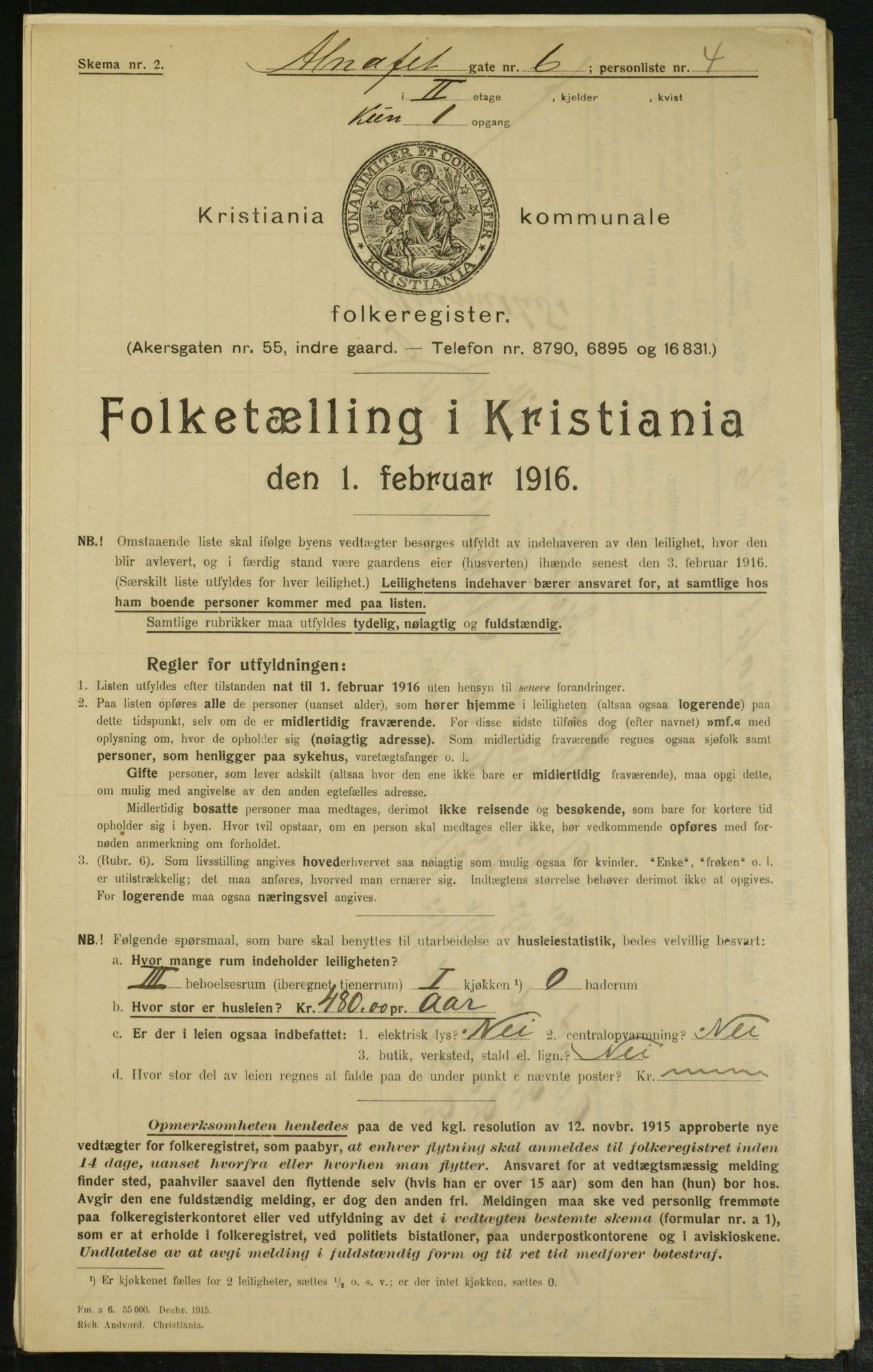 OBA, Municipal Census 1916 for Kristiania, 1916, p. 977