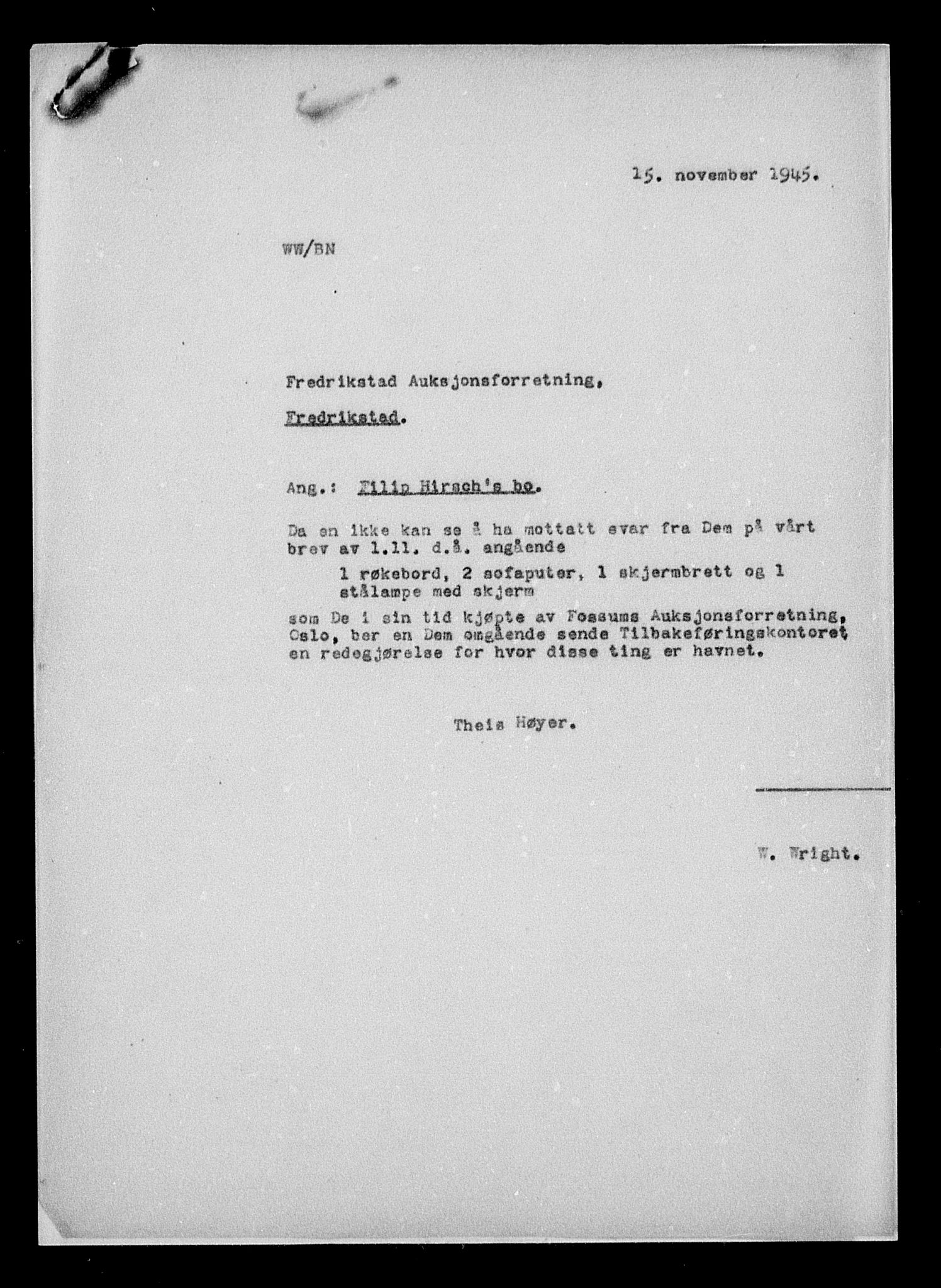 Justisdepartementet, Tilbakeføringskontoret for inndratte formuer, AV/RA-S-1564/H/Hc/Hcc/L0943: --, 1945-1947, p. 441