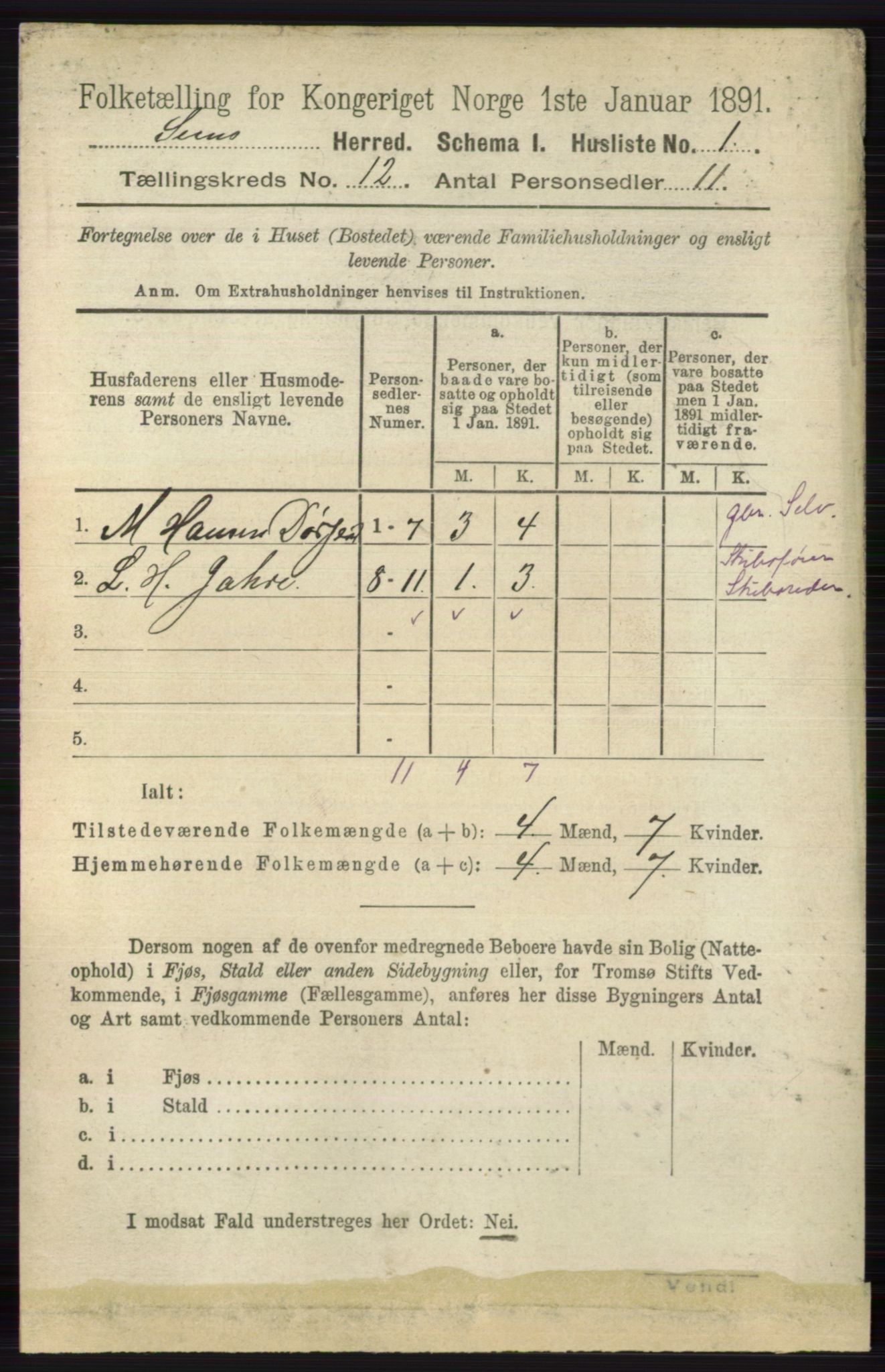 RA, 1891 census for 0721 Sem, 1891, p. 5668