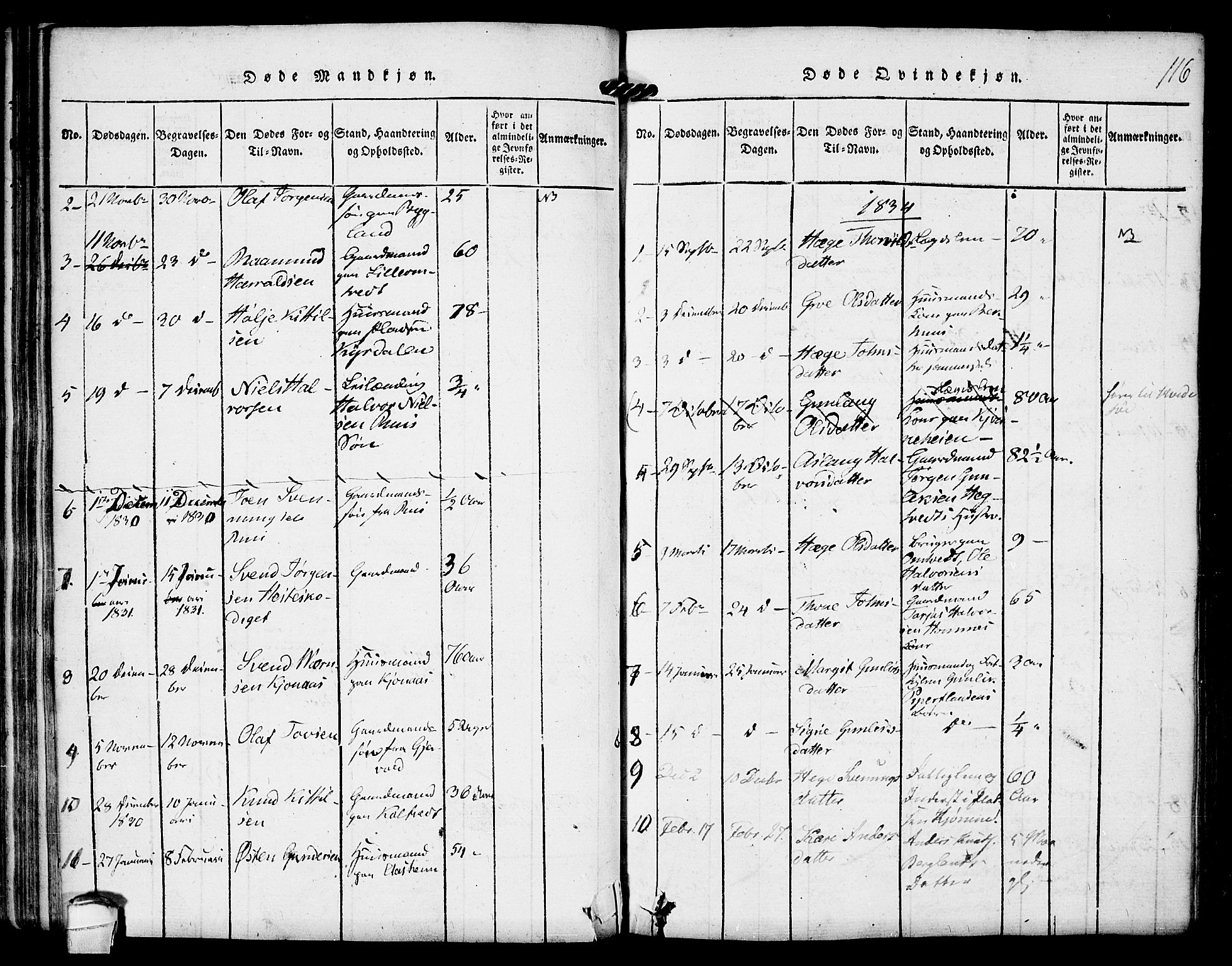 Kviteseid kirkebøker, SAKO/A-276/F/Fb/L0001: Parish register (official) no. II 1, 1815-1836, p. 116