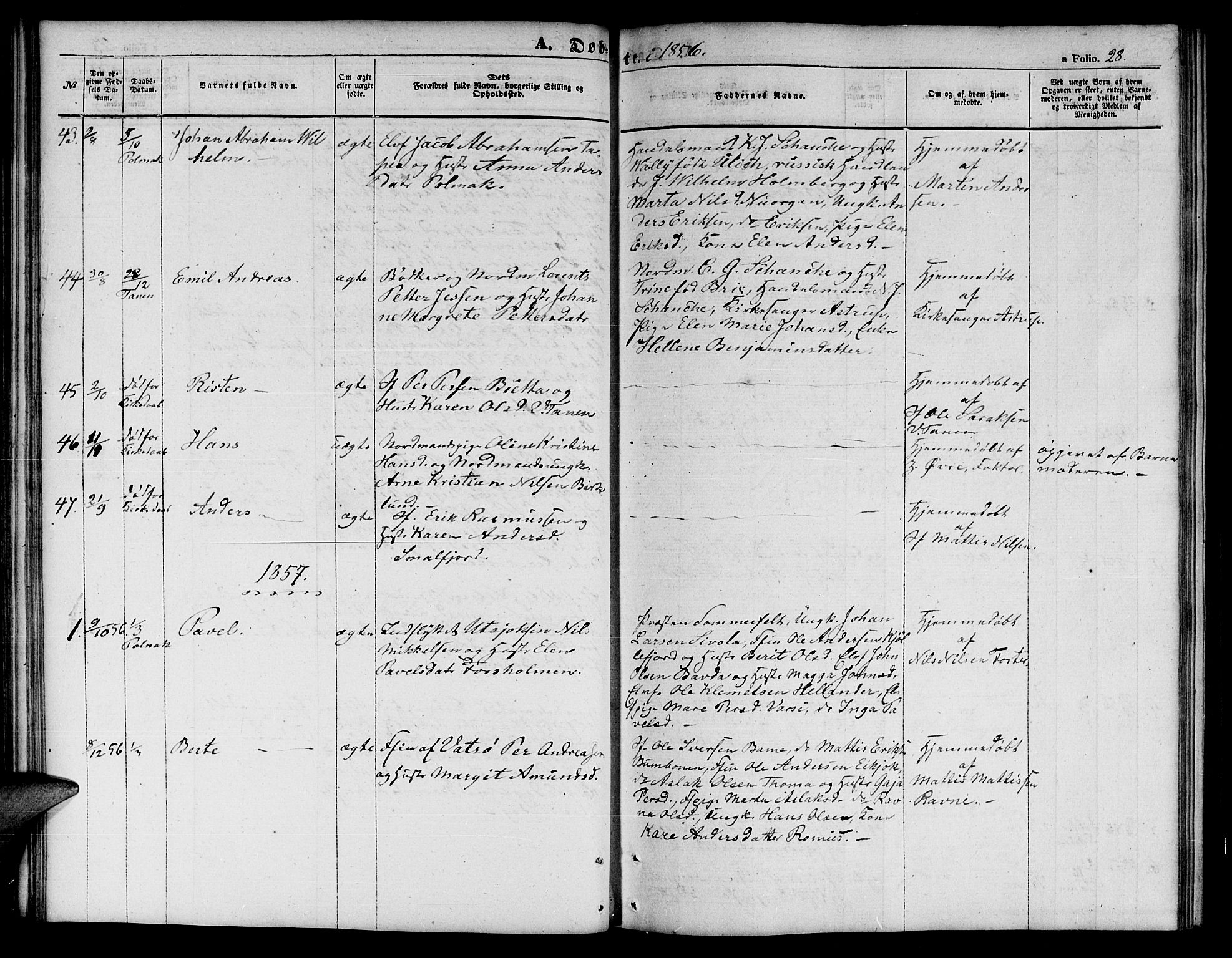 Tana sokneprestkontor, SATØ/S-1334/H/Hb/L0001klokker: Parish register (copy) no. 1 /1, 1853-1867, p. 28