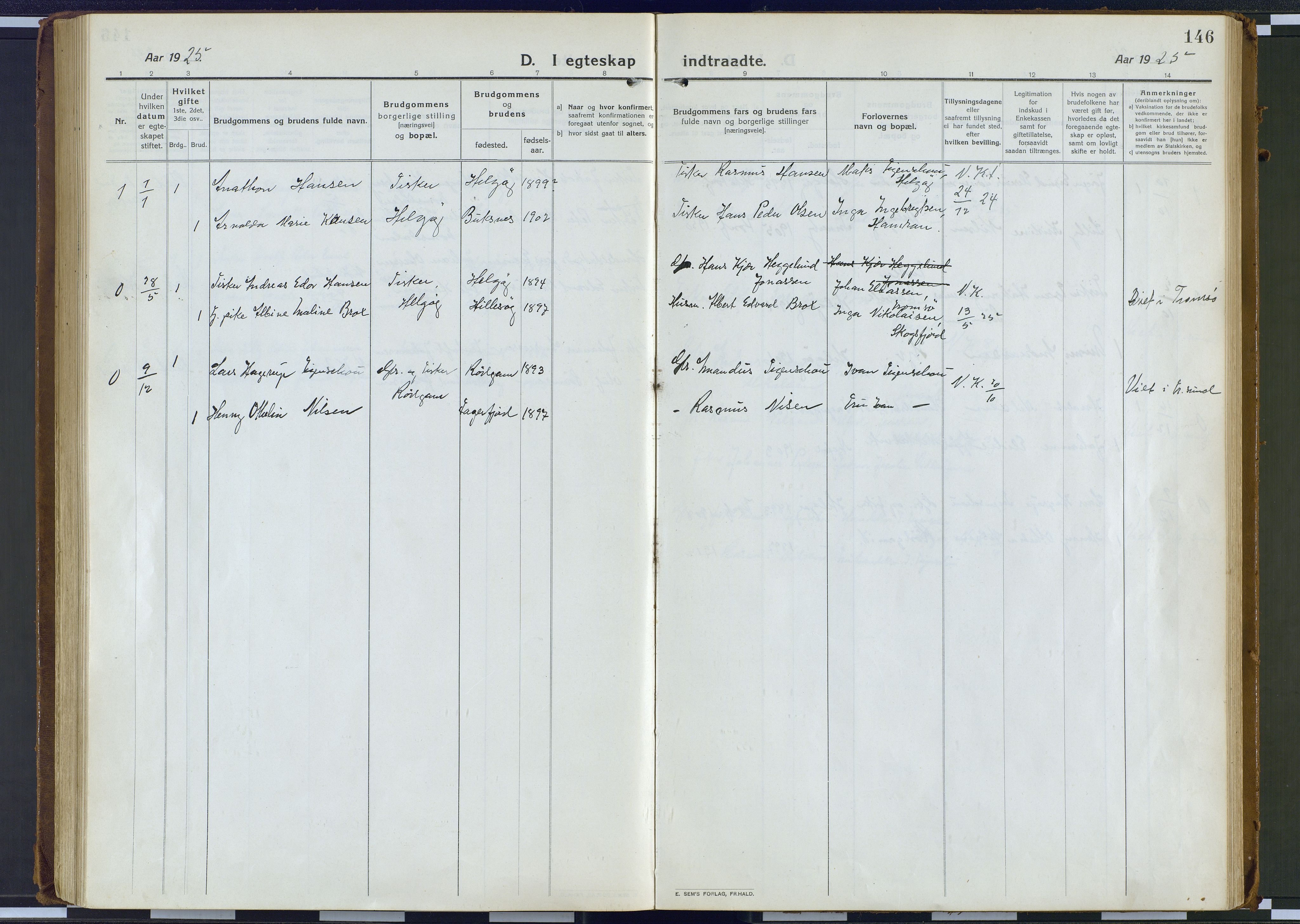 Karlsøy sokneprestembete, AV/SATØ-S-1299/H/Ha/Haa/L0016kirke: Parish register (official) no. 16, 1916-1934, p. 146