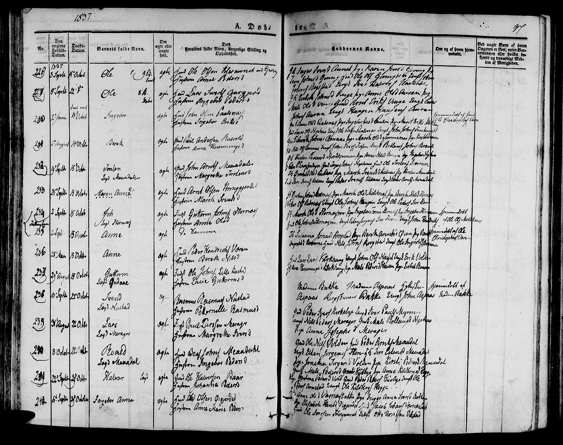 Ministerialprotokoller, klokkerbøker og fødselsregistre - Nord-Trøndelag, SAT/A-1458/709/L0071: Parish register (official) no. 709A11, 1833-1844, p. 97