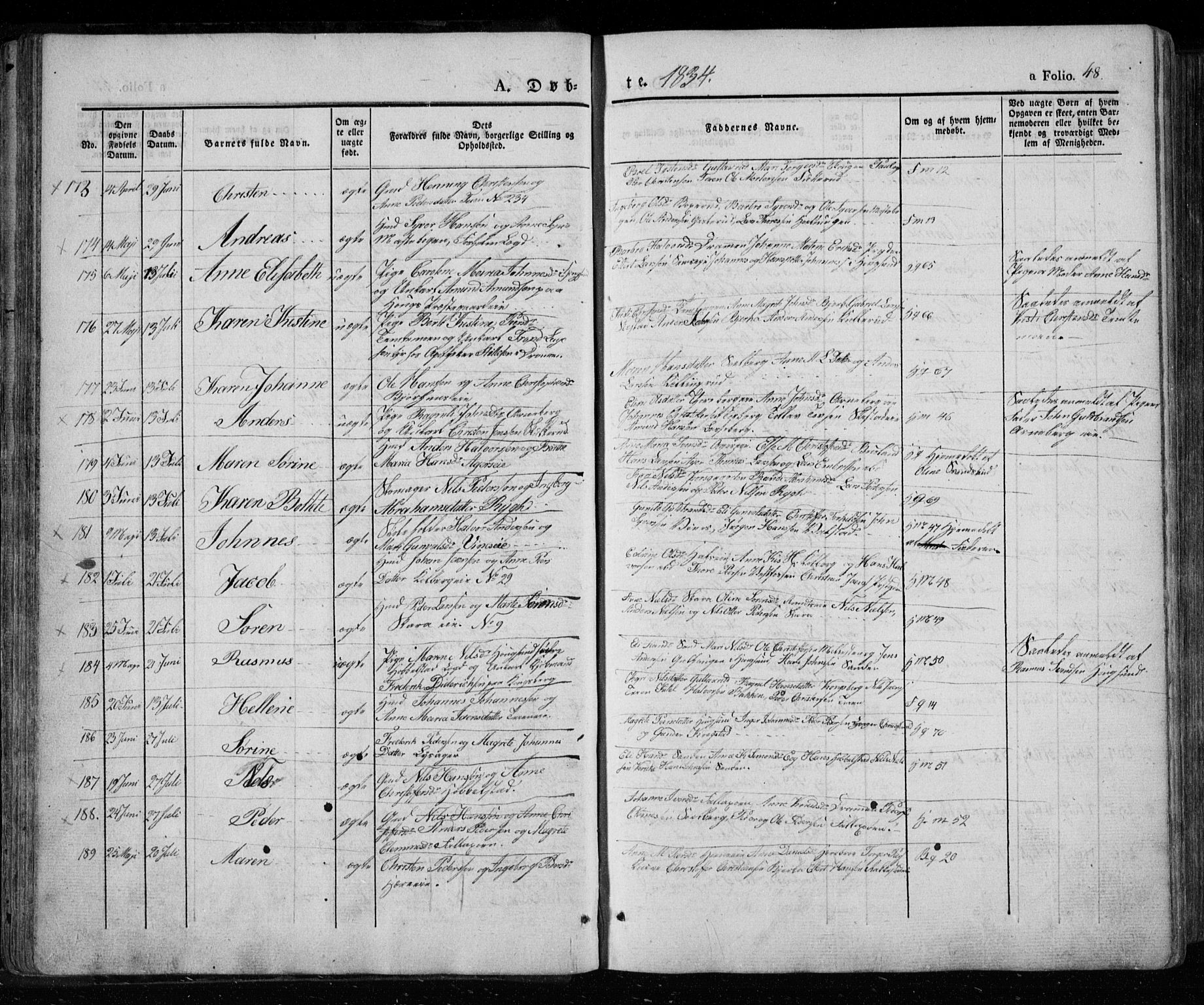 Eiker kirkebøker, SAKO/A-4/F/Fa/L0013a: Parish register (official) no. I 13A, 1832-1845, p. 48