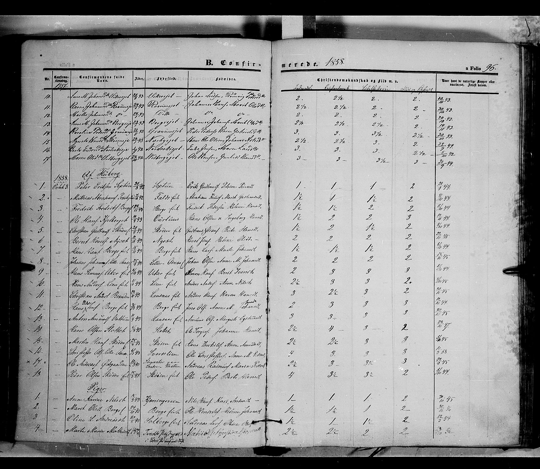 Land prestekontor, SAH/PREST-120/H/Ha/Haa/L0009: Parish register (official) no. 9, 1847-1859, p. 96