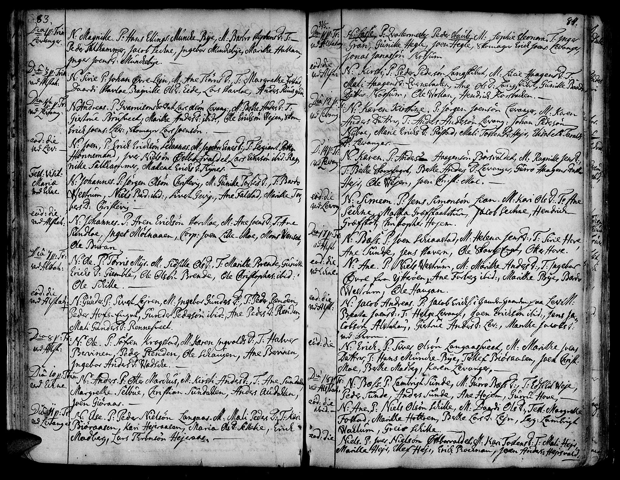 Ministerialprotokoller, klokkerbøker og fødselsregistre - Nord-Trøndelag, AV/SAT-A-1458/717/L0141: Parish register (official) no. 717A01, 1747-1803, p. 83-84