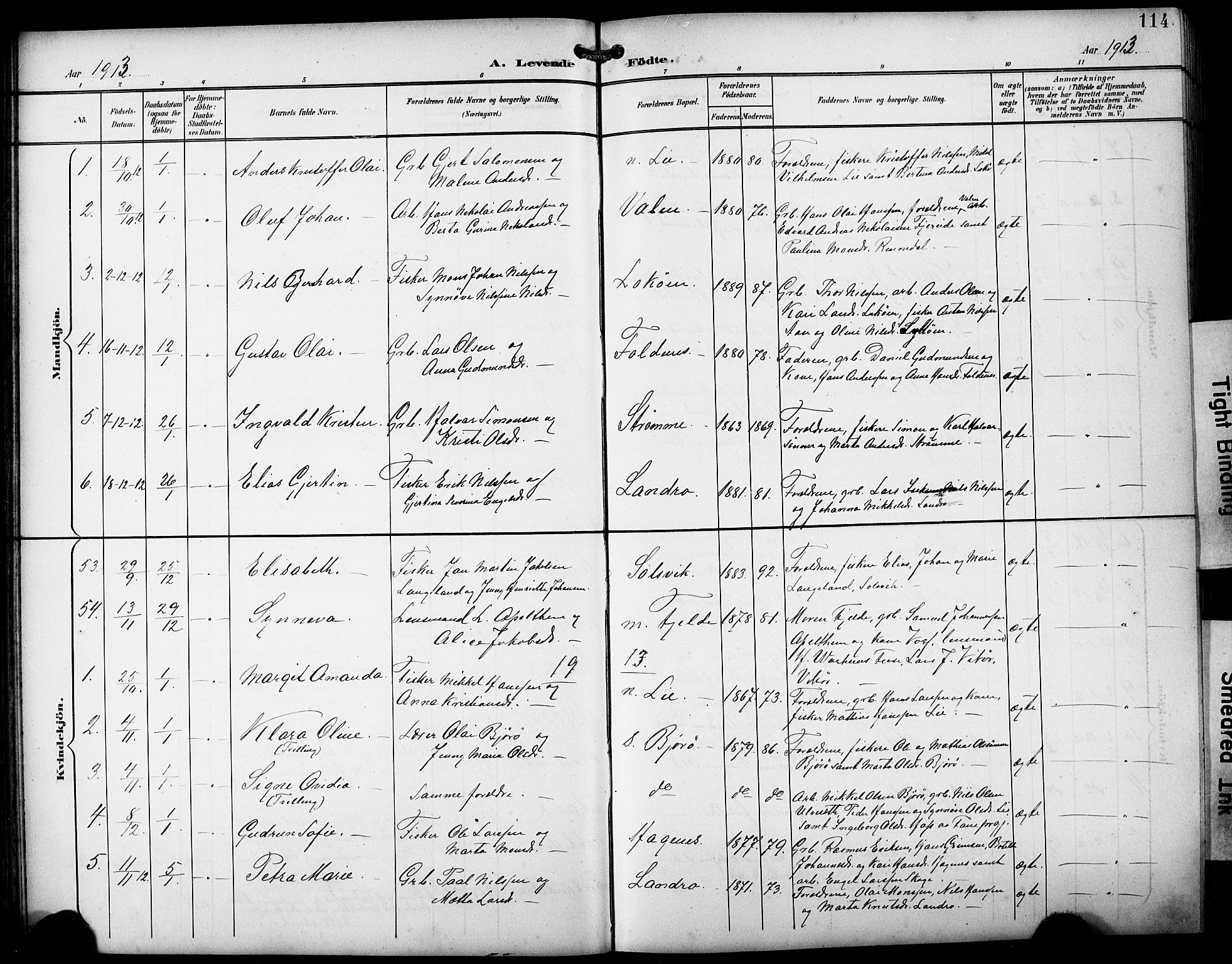Fjell sokneprestembete, SAB/A-75301/H/Hab: Parish register (copy) no. A 5, 1899-1918, p. 114