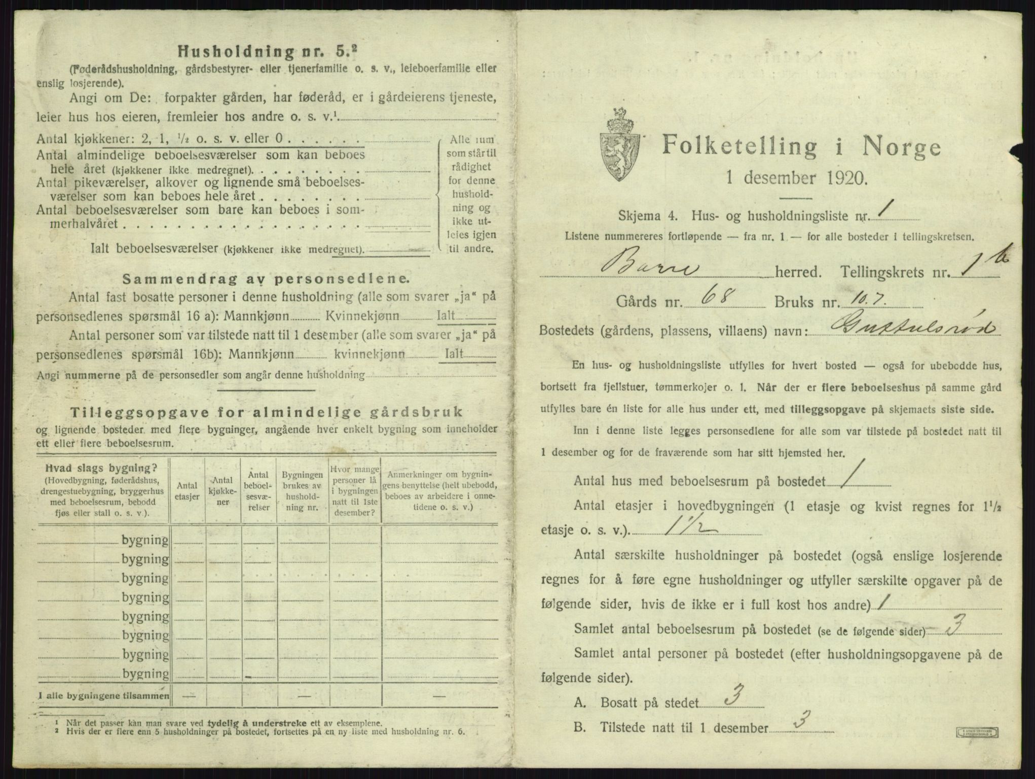 SAKO, 1920 census for Borre, 1920, p. 163