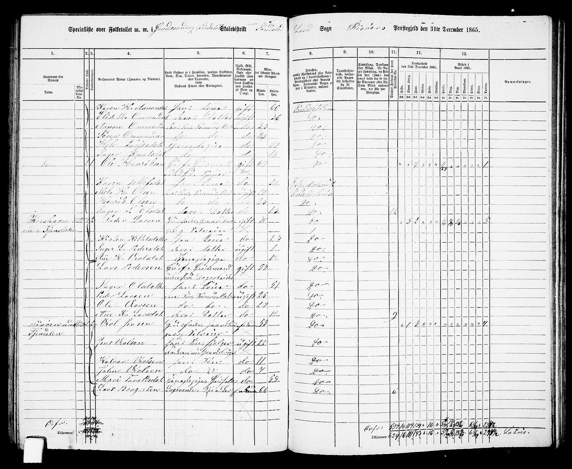 RA, 1865 census for Risør/Søndeled, 1865, p. 123