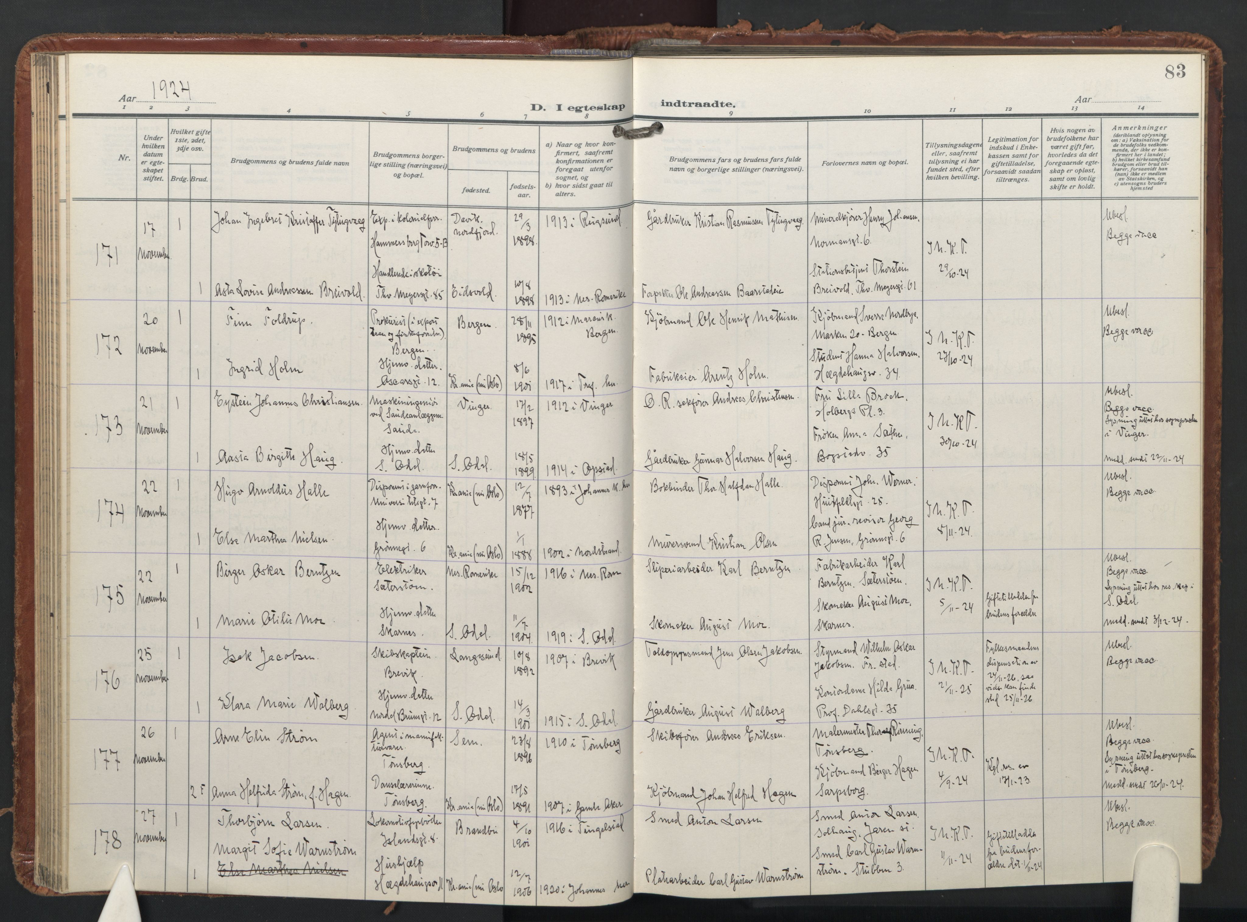 Trefoldighet prestekontor Kirkebøker, AV/SAO-A-10882/F/Fc/L0009: Parish register (official) no. III 9, 1922-1936, p. 83