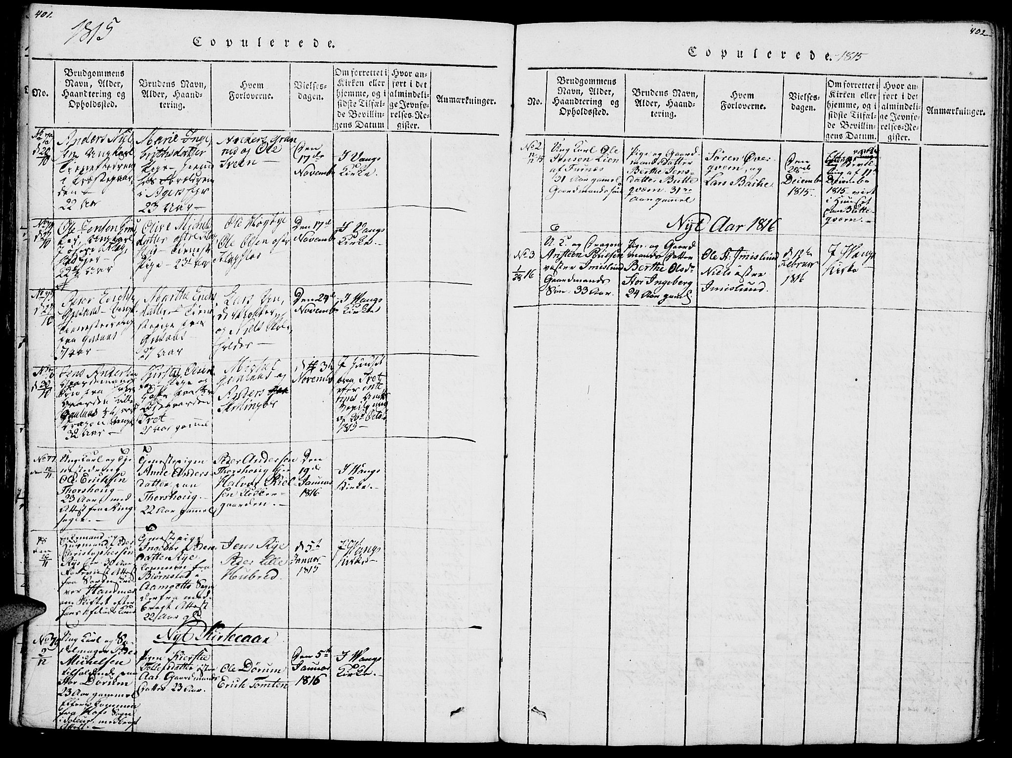 Vang prestekontor, Hedmark, AV/SAH-PREST-008/H/Ha/Haa/L0007: Parish register (official) no. 7, 1813-1826, p. 401-402