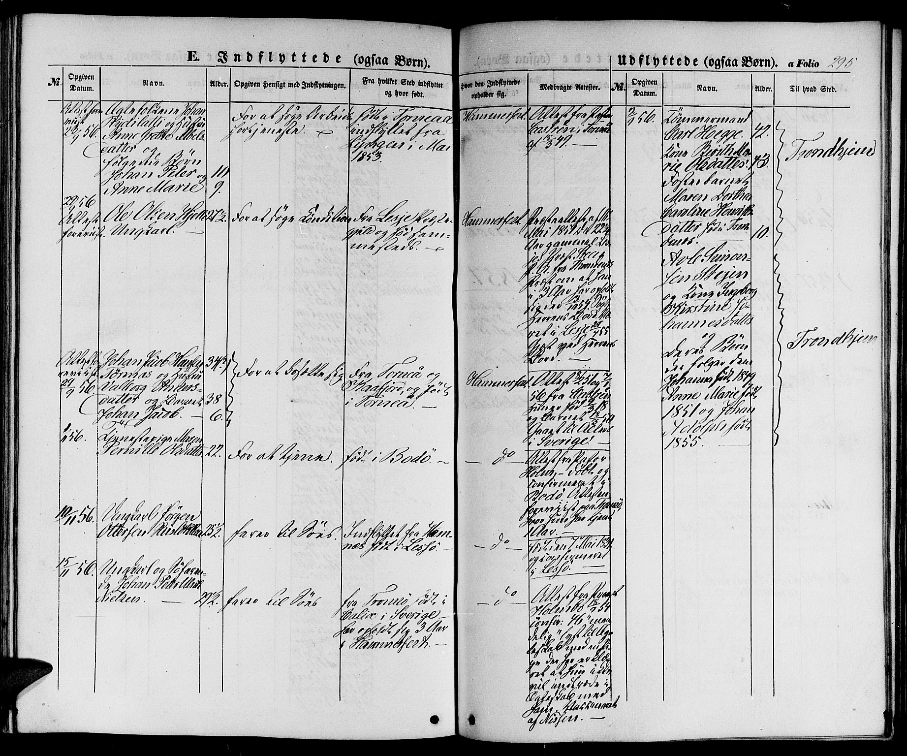 Hammerfest sokneprestkontor, SATØ/S-1347/H/Hb/L0002.klokk: Parish register (copy) no. 2, 1851-1861, p. 295