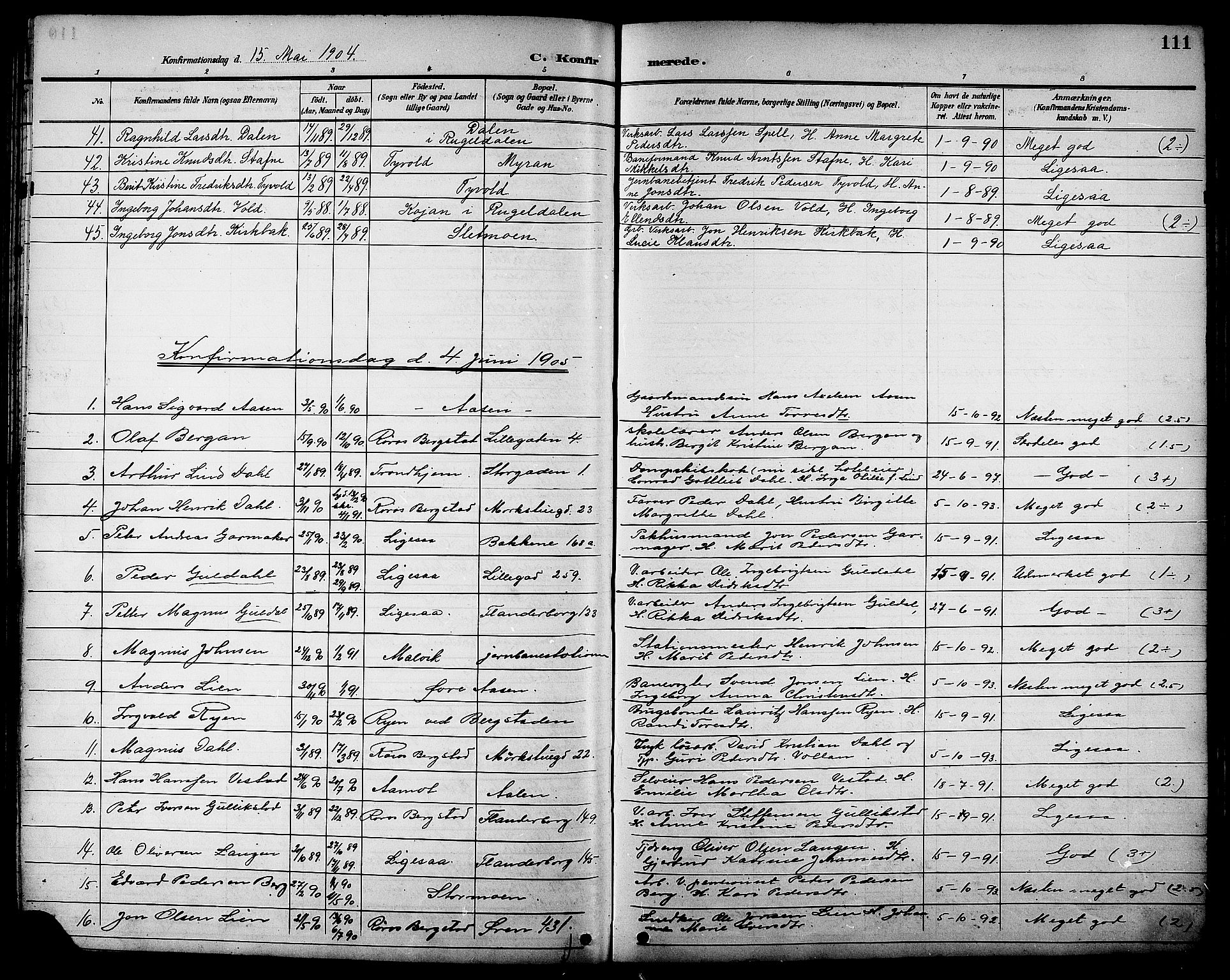 Ministerialprotokoller, klokkerbøker og fødselsregistre - Sør-Trøndelag, SAT/A-1456/681/L0941: Parish register (copy) no. 681C05, 1896-1905, p. 111