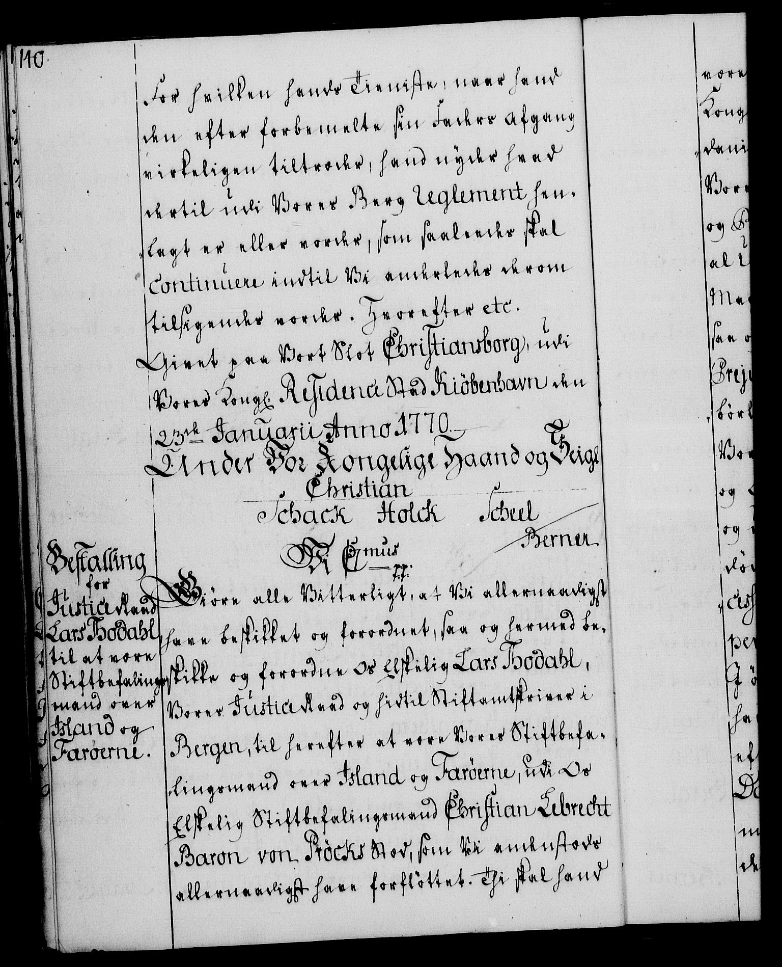 Rentekammeret, Kammerkanselliet, RA/EA-3111/G/Gg/Gge/L0004: Norsk bestallingsprotokoll med register (merket RK 53.28), 1762-1771, p. 140