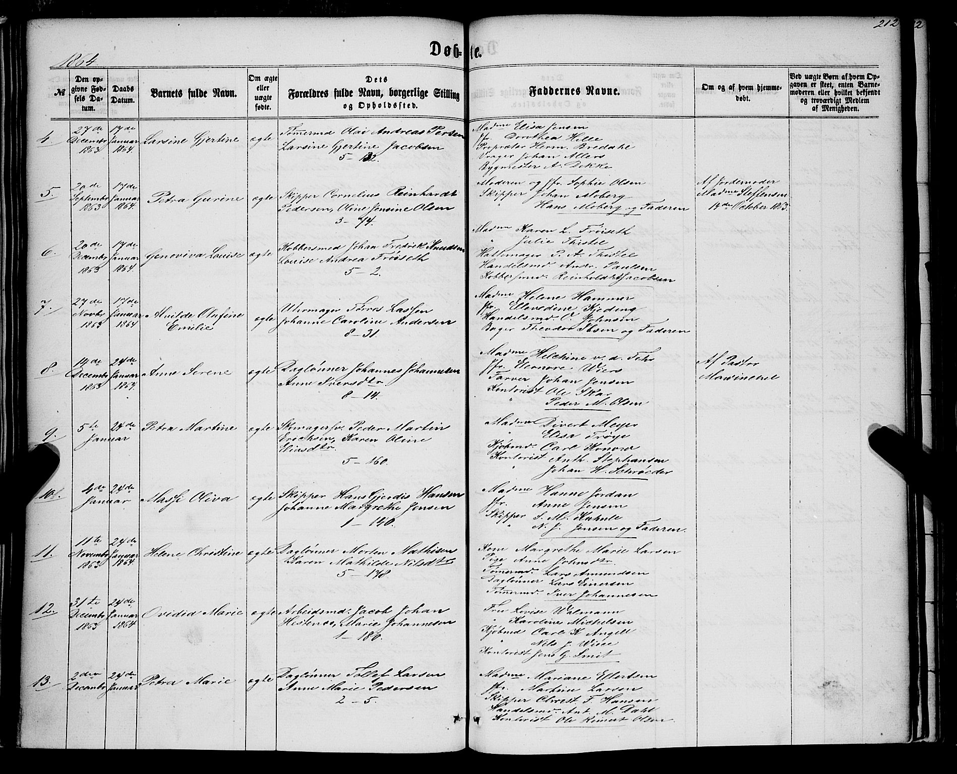 Nykirken Sokneprestembete, AV/SAB-A-77101/H/Haa/L0015: Parish register (official) no. B 2, 1858-1869, p. 212