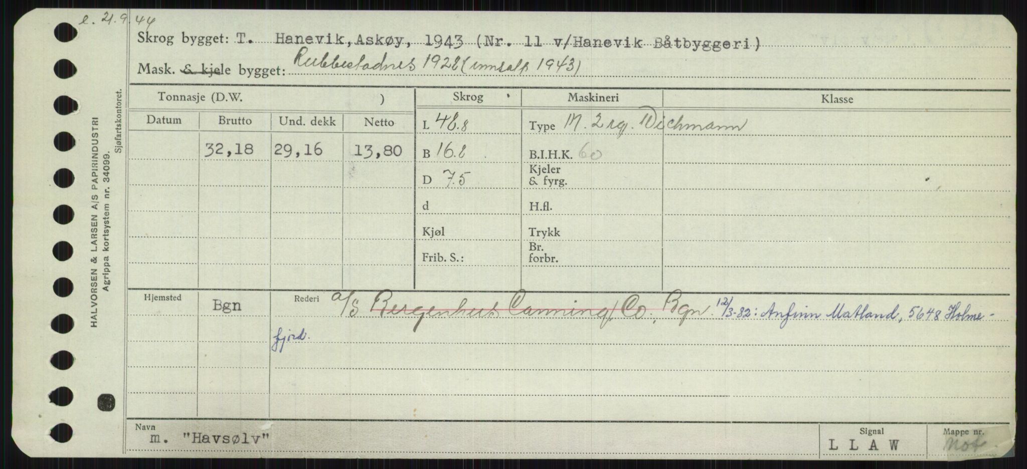 Sjøfartsdirektoratet med forløpere, Skipsmålingen, RA/S-1627/H/Ha/L0002/0002: Fartøy, Eik-Hill / Fartøy, G-Hill, p. 709