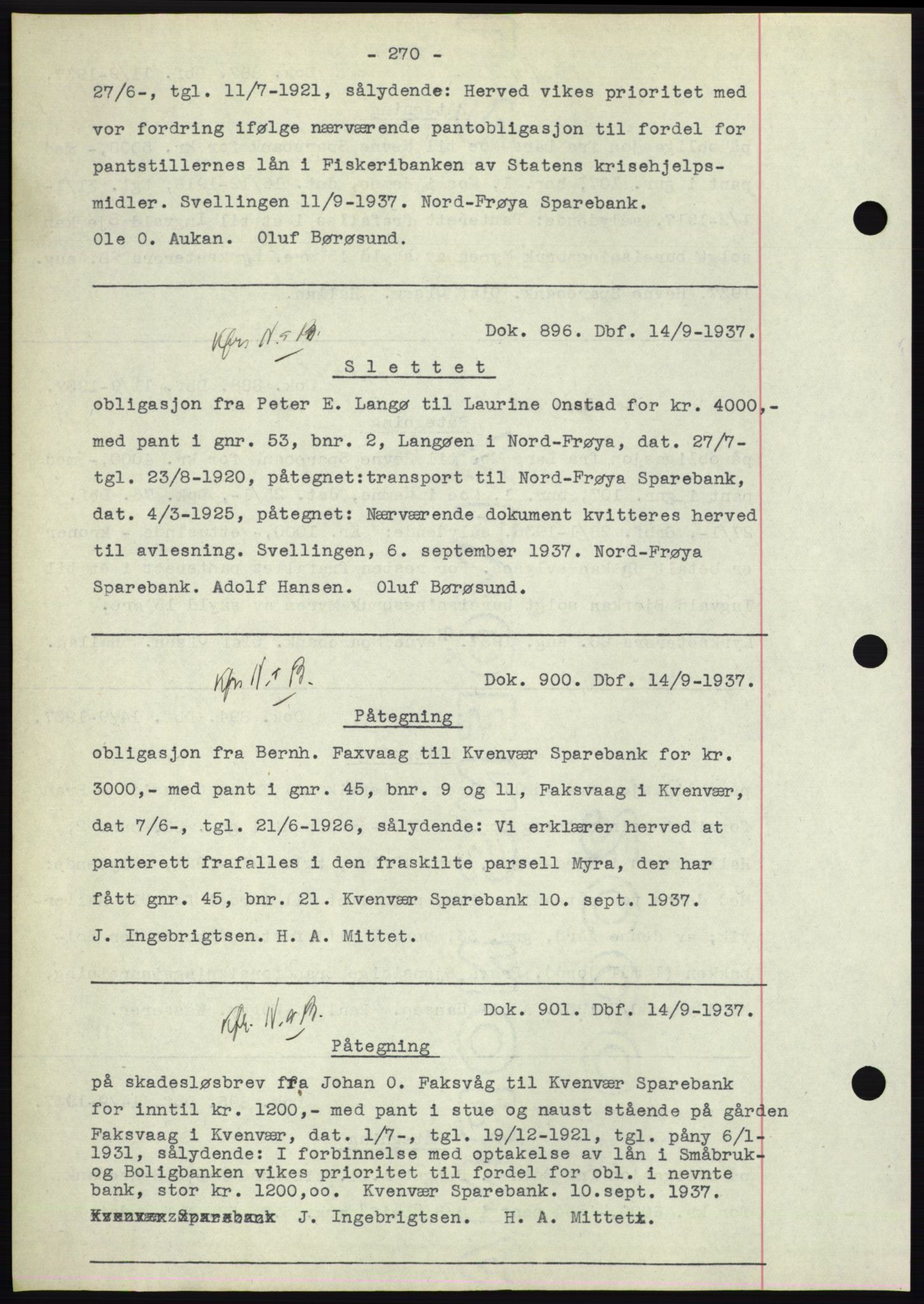 Hitra sorenskriveri, AV/SAT-A-0018/2/2C/2Ca: Mortgage book no. C1, 1936-1945, Diary no: : 896/1937