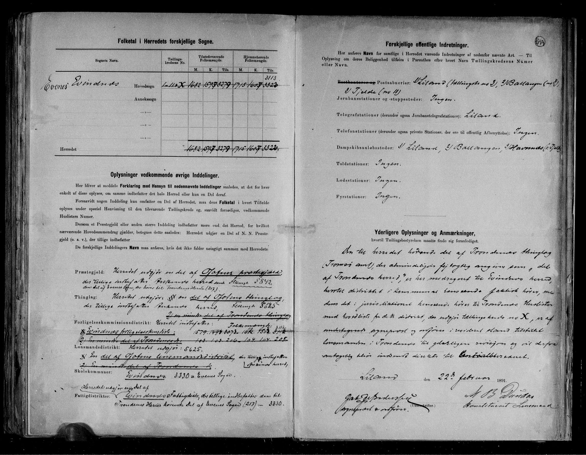 RA, 1891 census for 1853 Evenes, 1891, p. 3