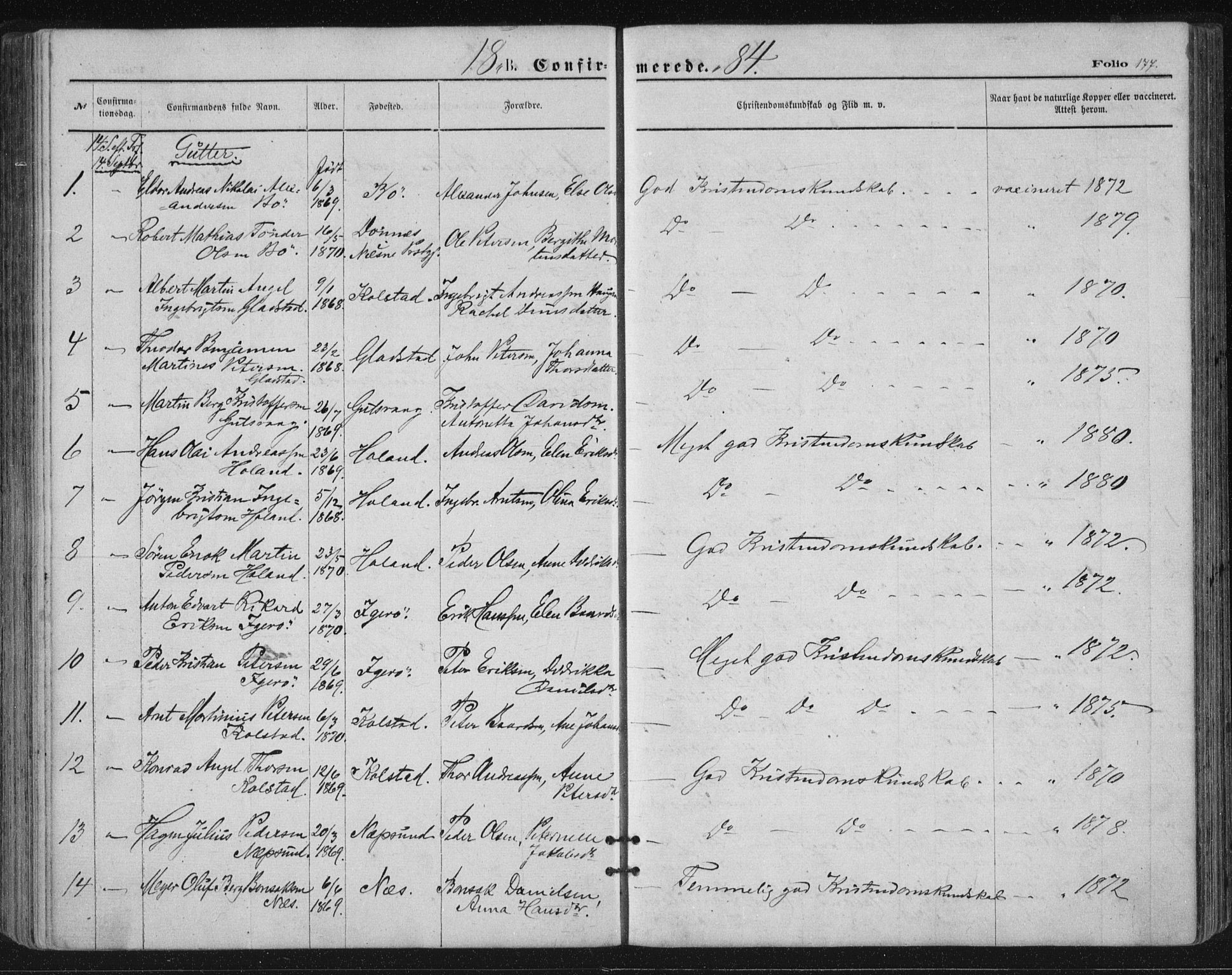 Ministerialprotokoller, klokkerbøker og fødselsregistre - Nordland, SAT/A-1459/816/L0241: Parish register (official) no. 816A07, 1870-1885, p. 177