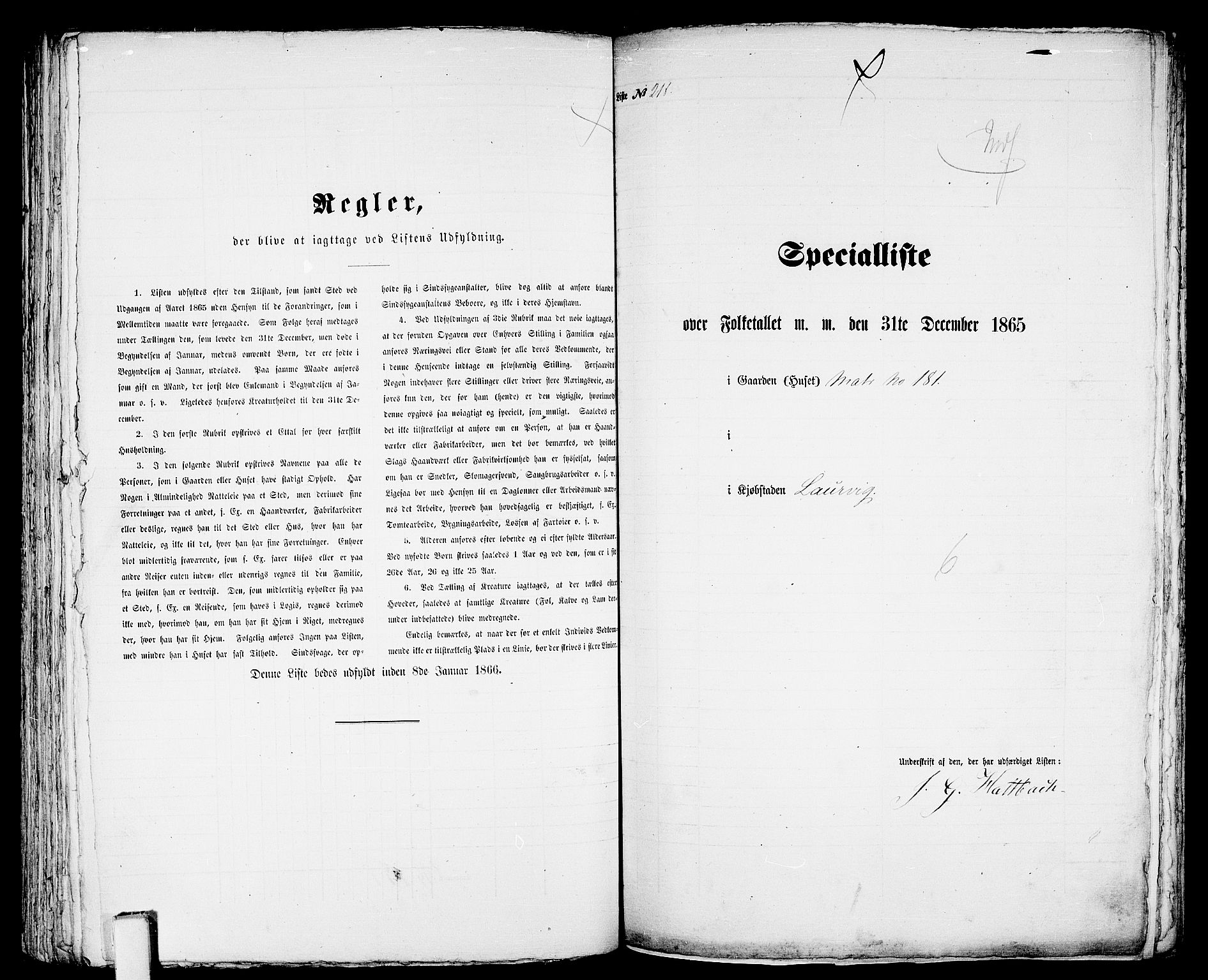 RA, 1865 census for Larvik, 1865, p. 453