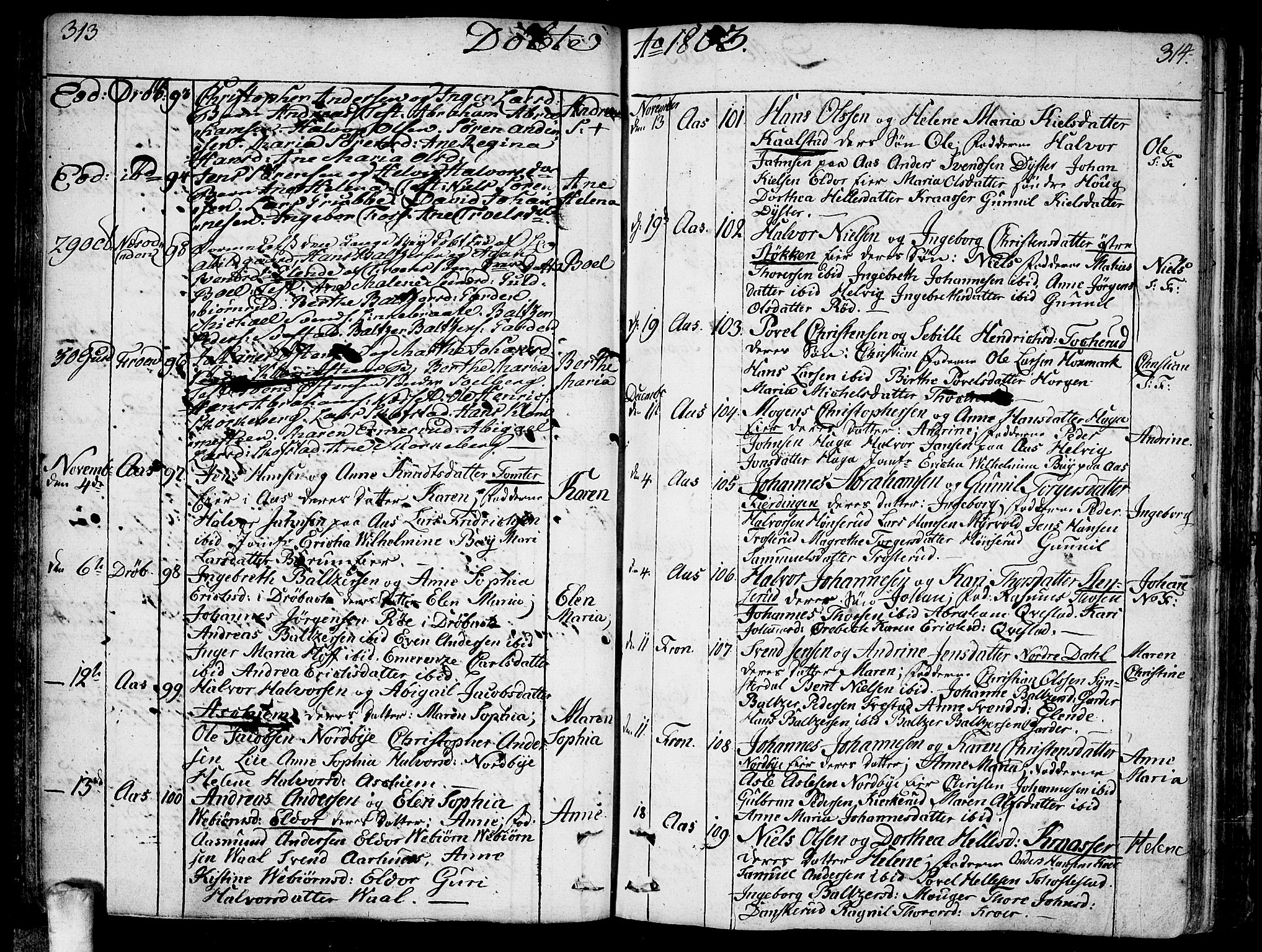 Ås prestekontor Kirkebøker, SAO/A-10894/F/Fa/L0002: Parish register (official) no. I 2, 1778-1813, p. 313-314