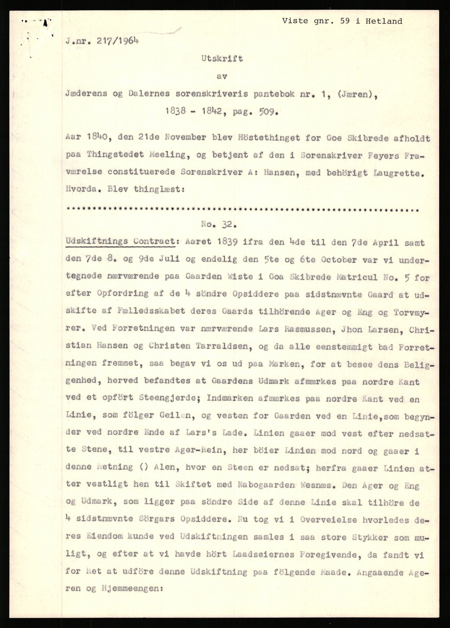 Statsarkivet i Stavanger, SAST/A-101971/03/Y/Yj/L0096: Avskrifter sortert etter gårdsnavn: Vistad - Vågen søndre, 1750-1930, p. 39