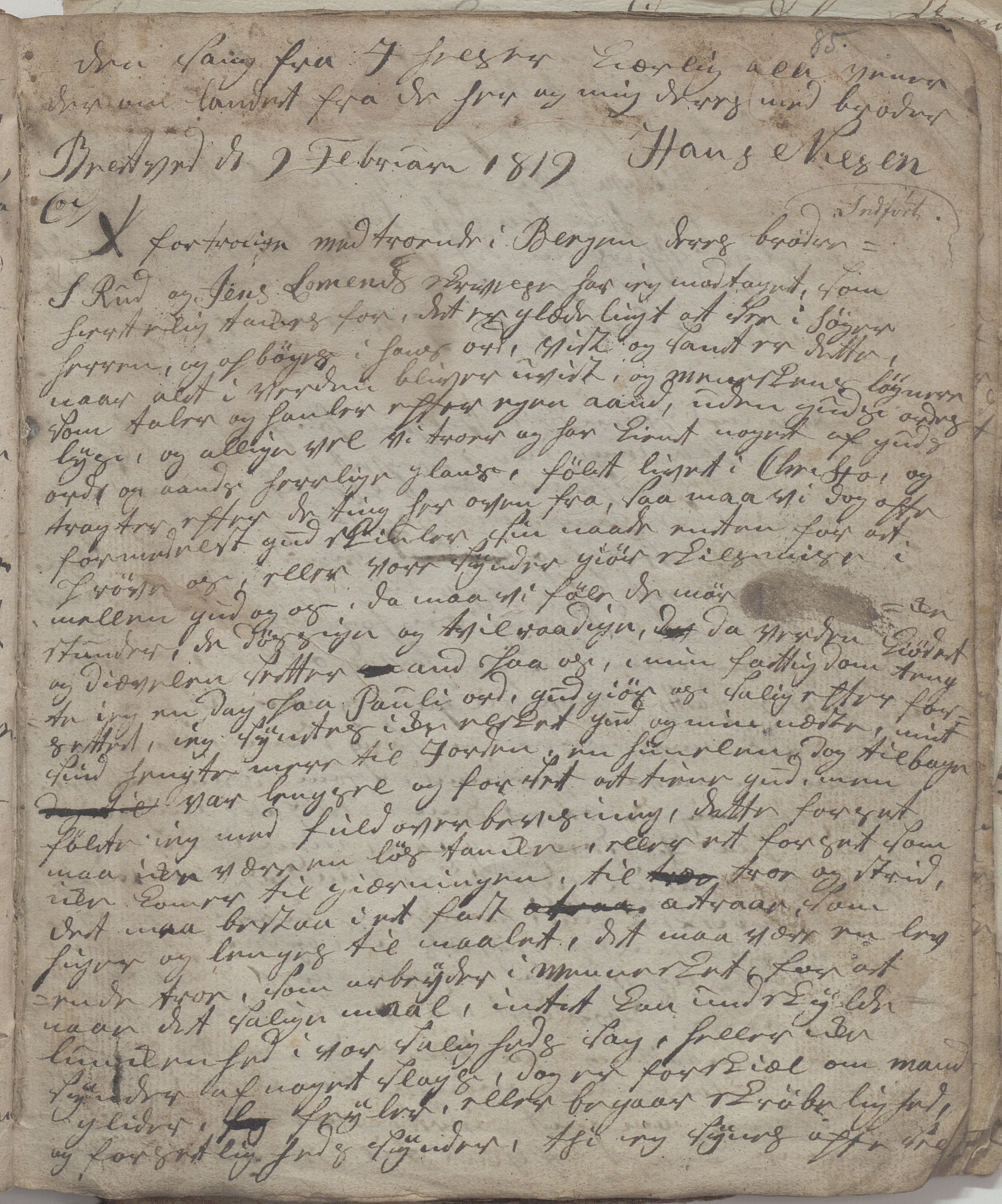 Heggtveitsamlingen, TMF/A-1007/H/L0047/0006: Kopibøker, brev etc.  / "Kopibok IV"/"MF IV", 1815-1819, p. 85