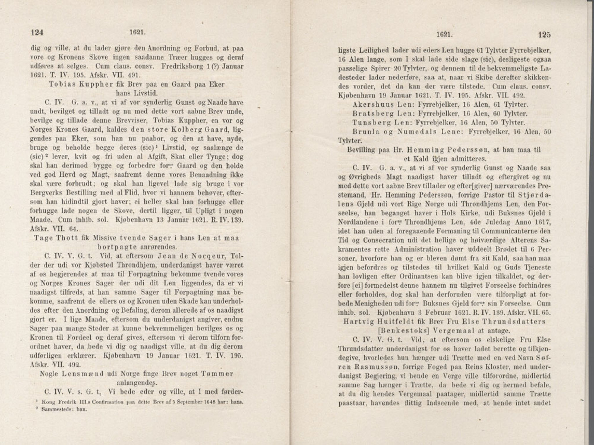Publikasjoner utgitt av Det Norske Historiske Kildeskriftfond, PUBL/-/-/-: Norske Rigs-Registranter, bind 5, 1619-1627, p. 124-125