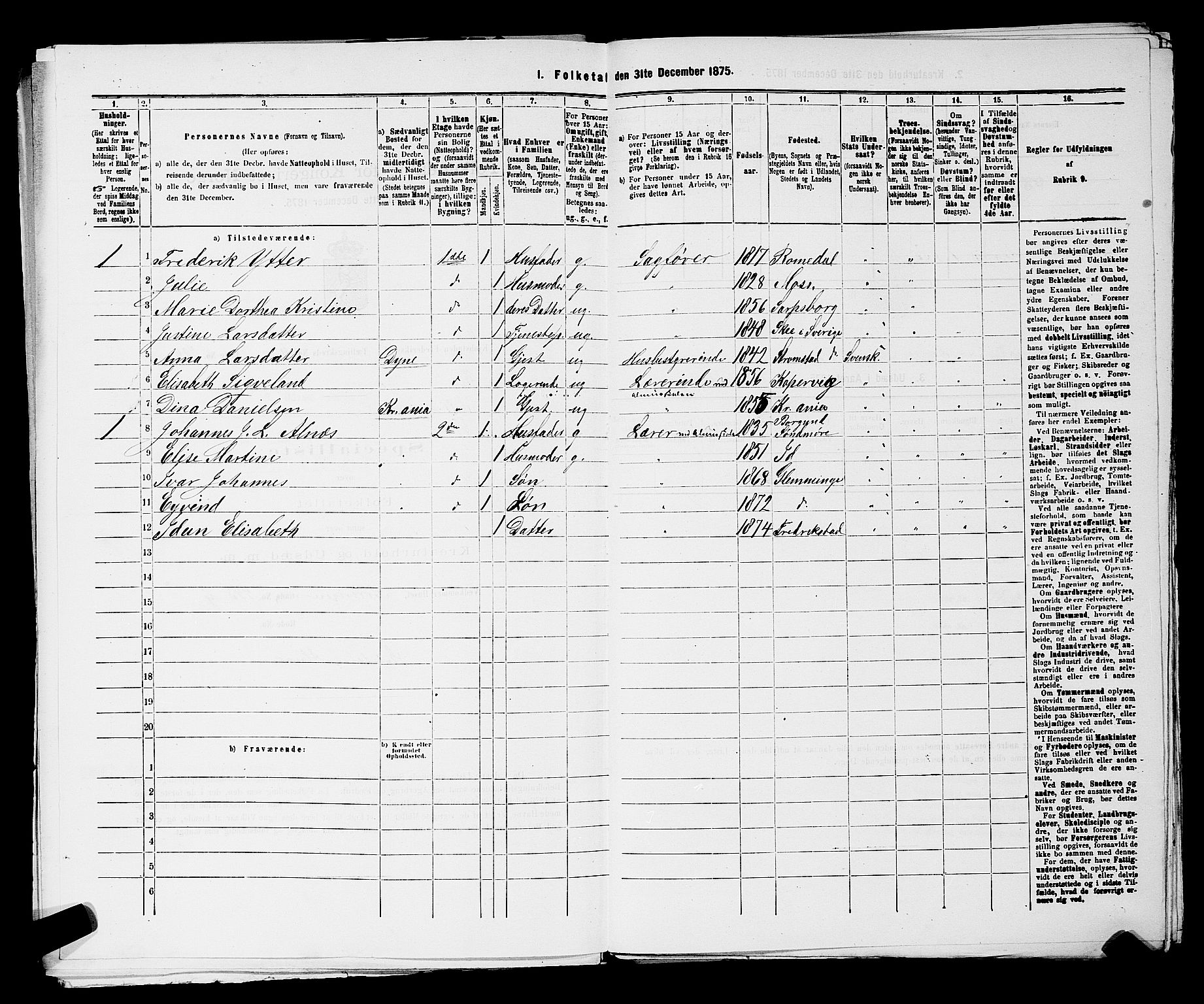 RA, 1875 census for 0103B Fredrikstad/Fredrikstad, 1875, p. 961
