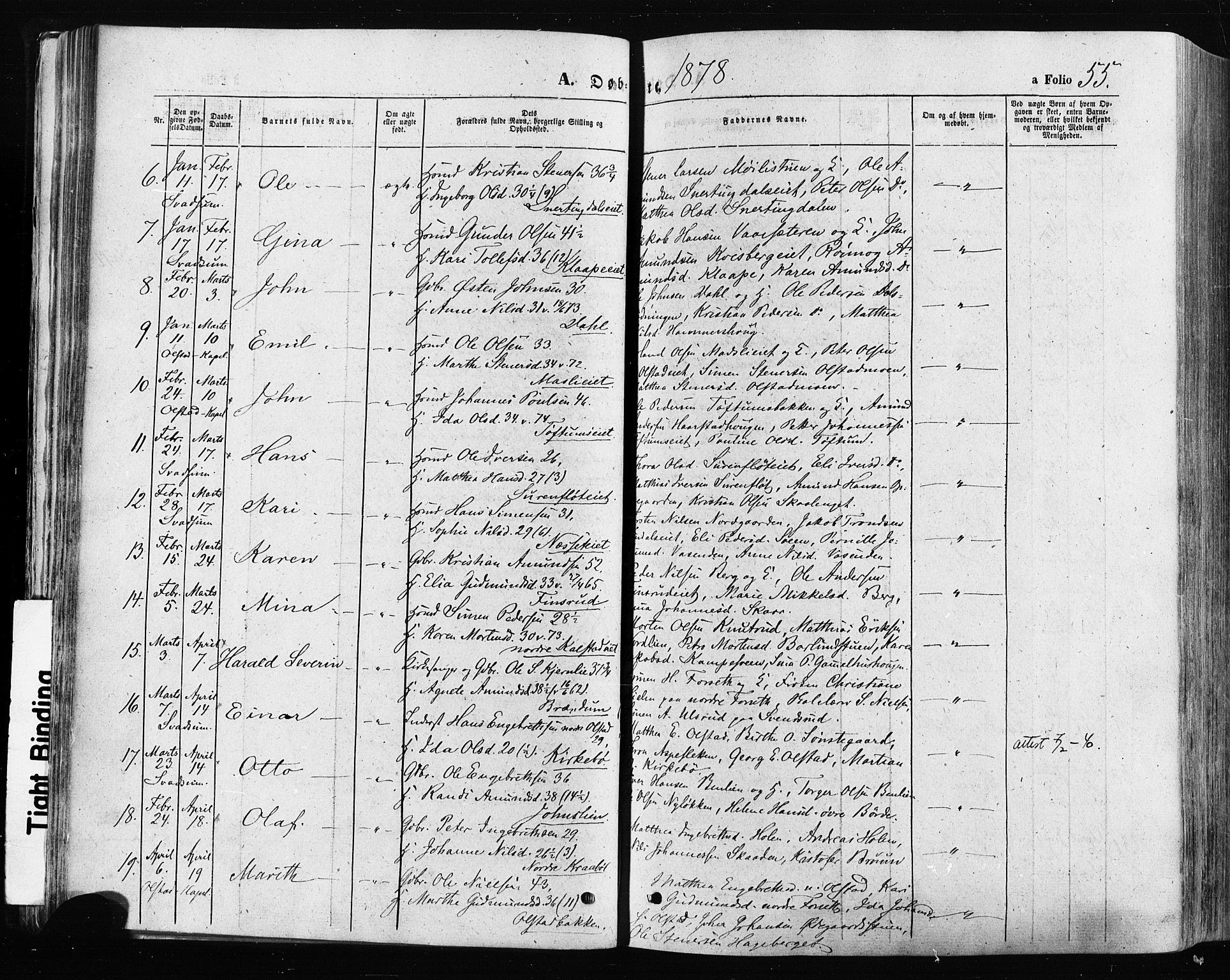 Gausdal prestekontor, SAH/PREST-090/H/Ha/Haa/L0010: Parish register (official) no. 10, 1867-1886, p. 55