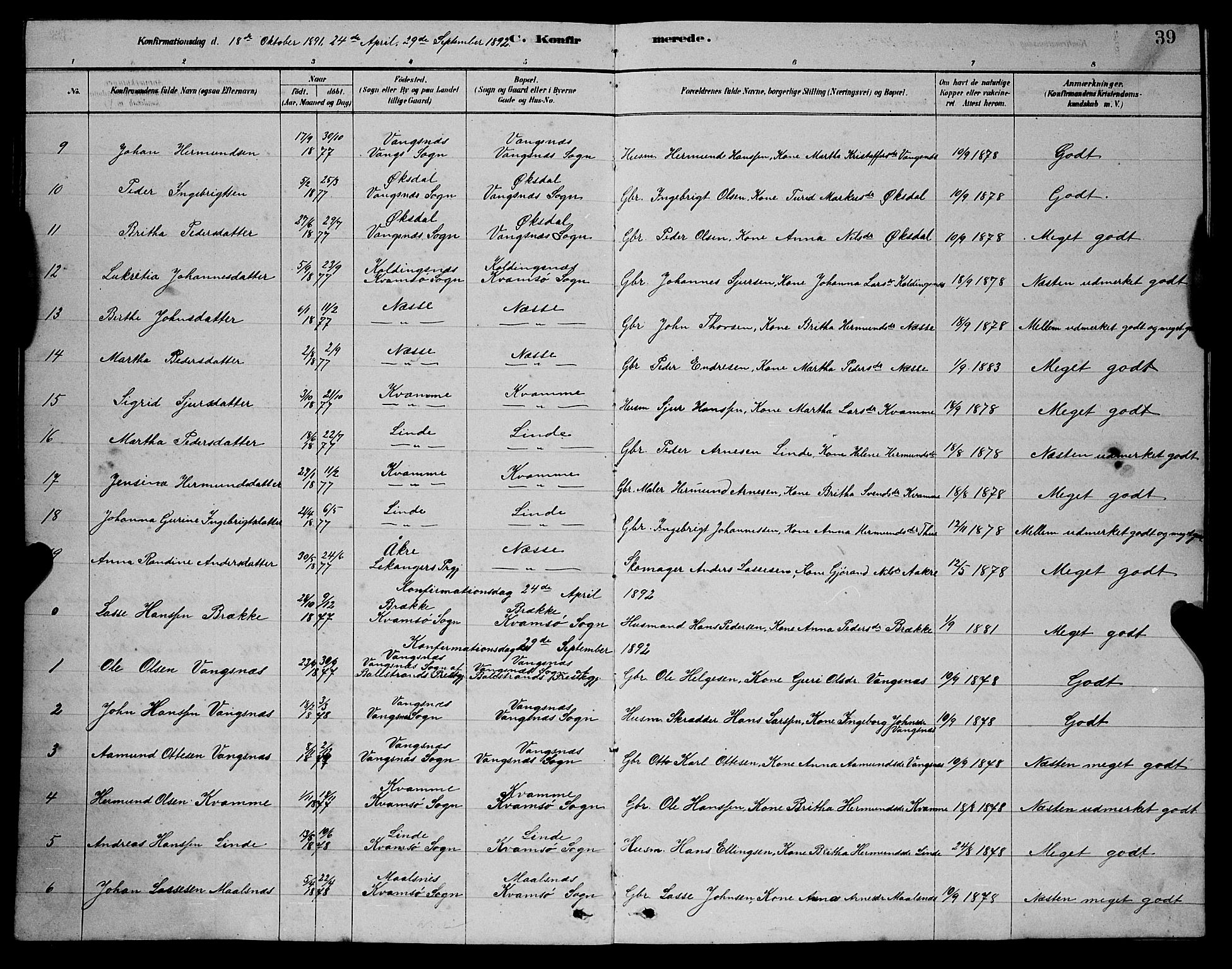 Balestrand sokneprestembete, AV/SAB-A-79601/H/Hab/Habc/L0002: Parish register (copy) no. C 2, 1878-1895, p. 39