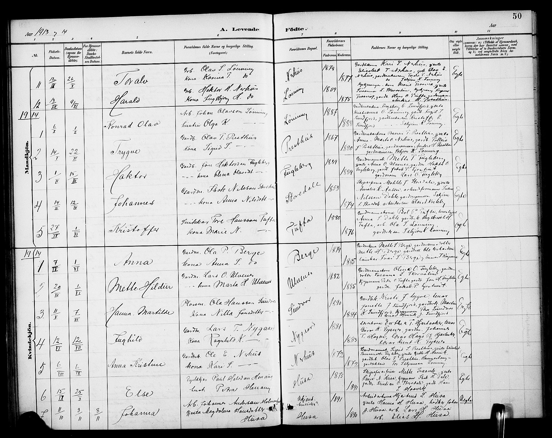 Kvinnherad sokneprestembete, AV/SAB-A-76401/H/Hab: Parish register (copy) no. E 1, 1885-1921, p. 50