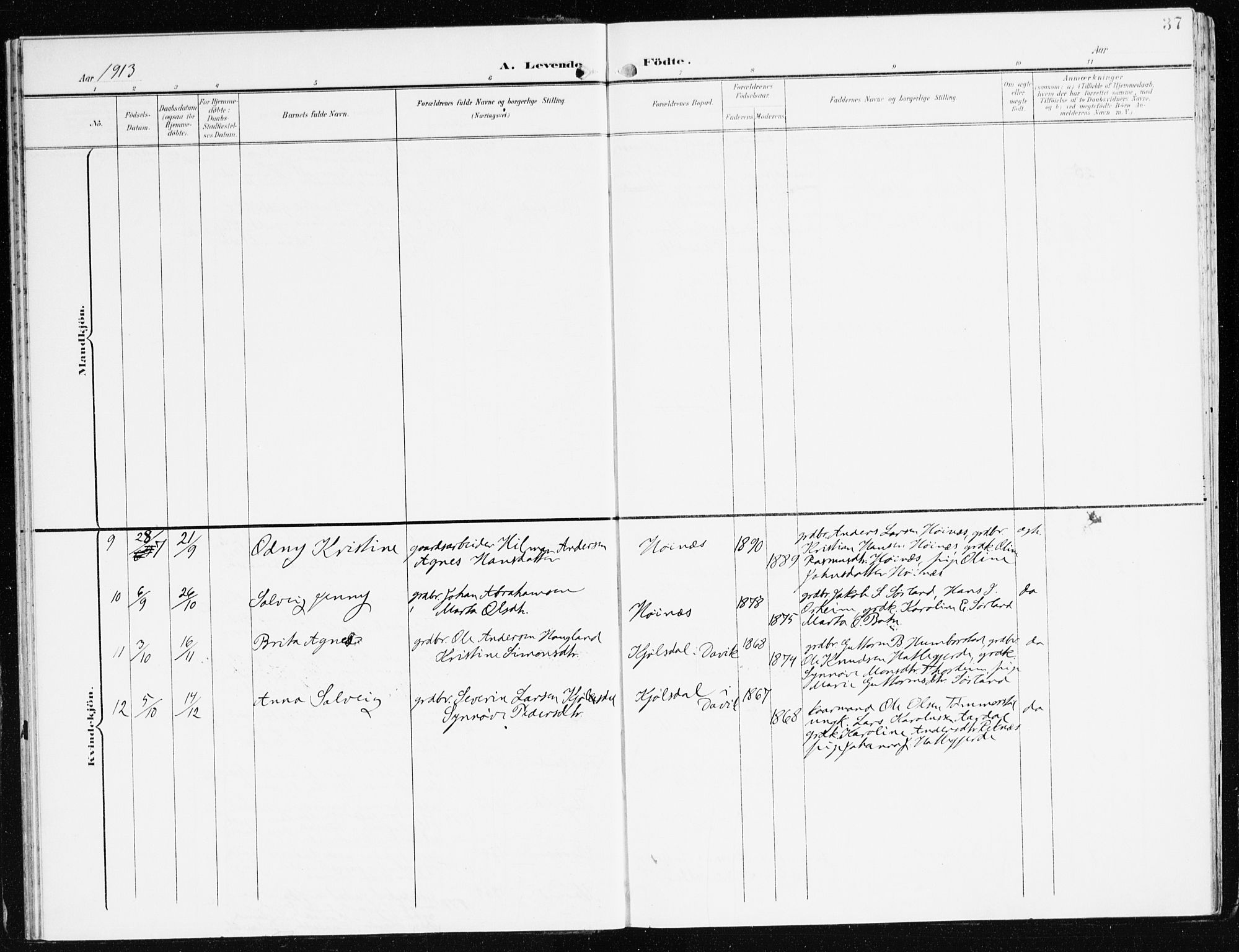 Eid sokneprestembete, AV/SAB-A-82301/H/Haa/Haac/L0002: Parish register (official) no. C 2, 1899-1927, p. 37