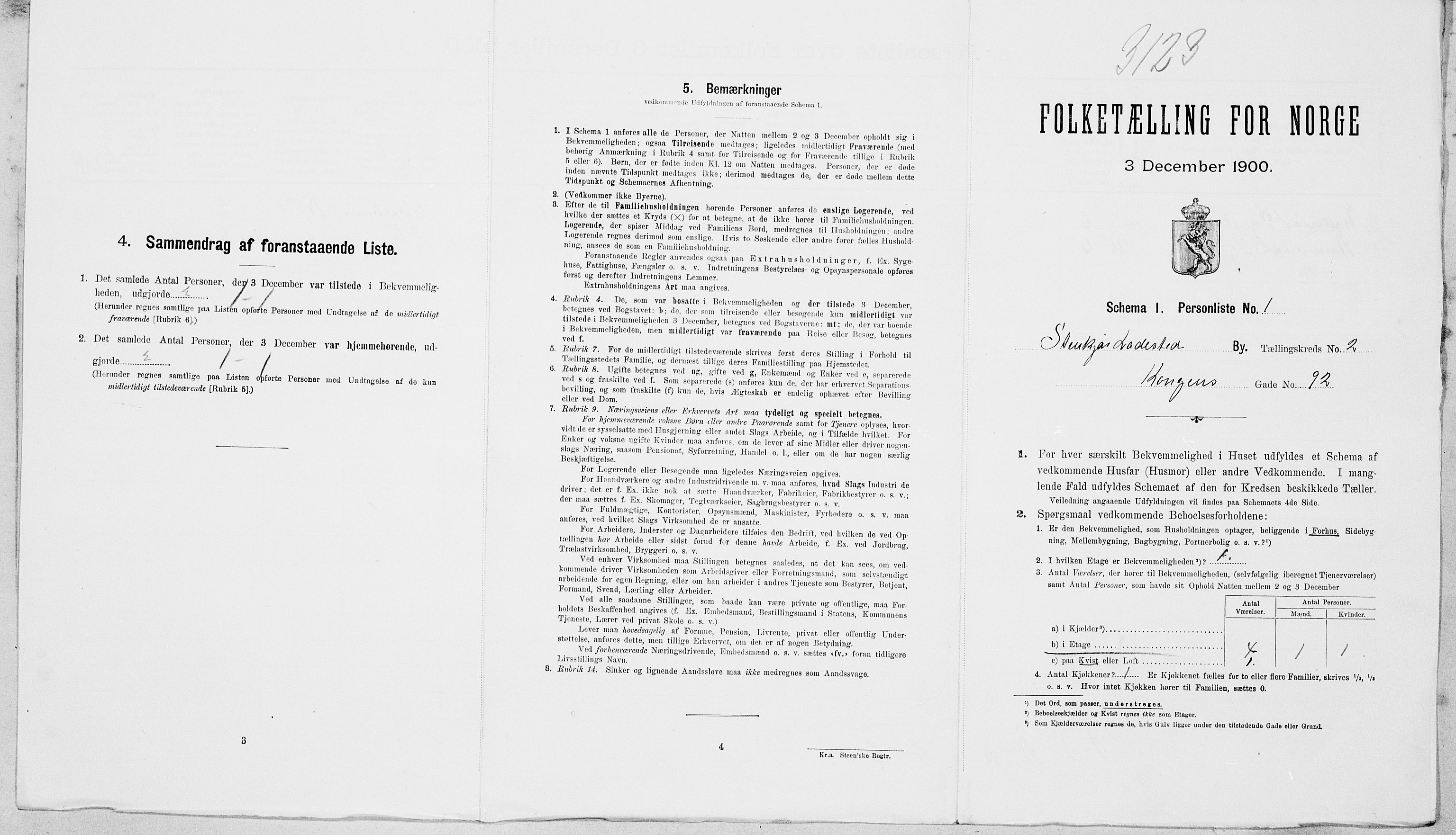 SAT, 1900 census for Steinkjer, 1900, p. 270