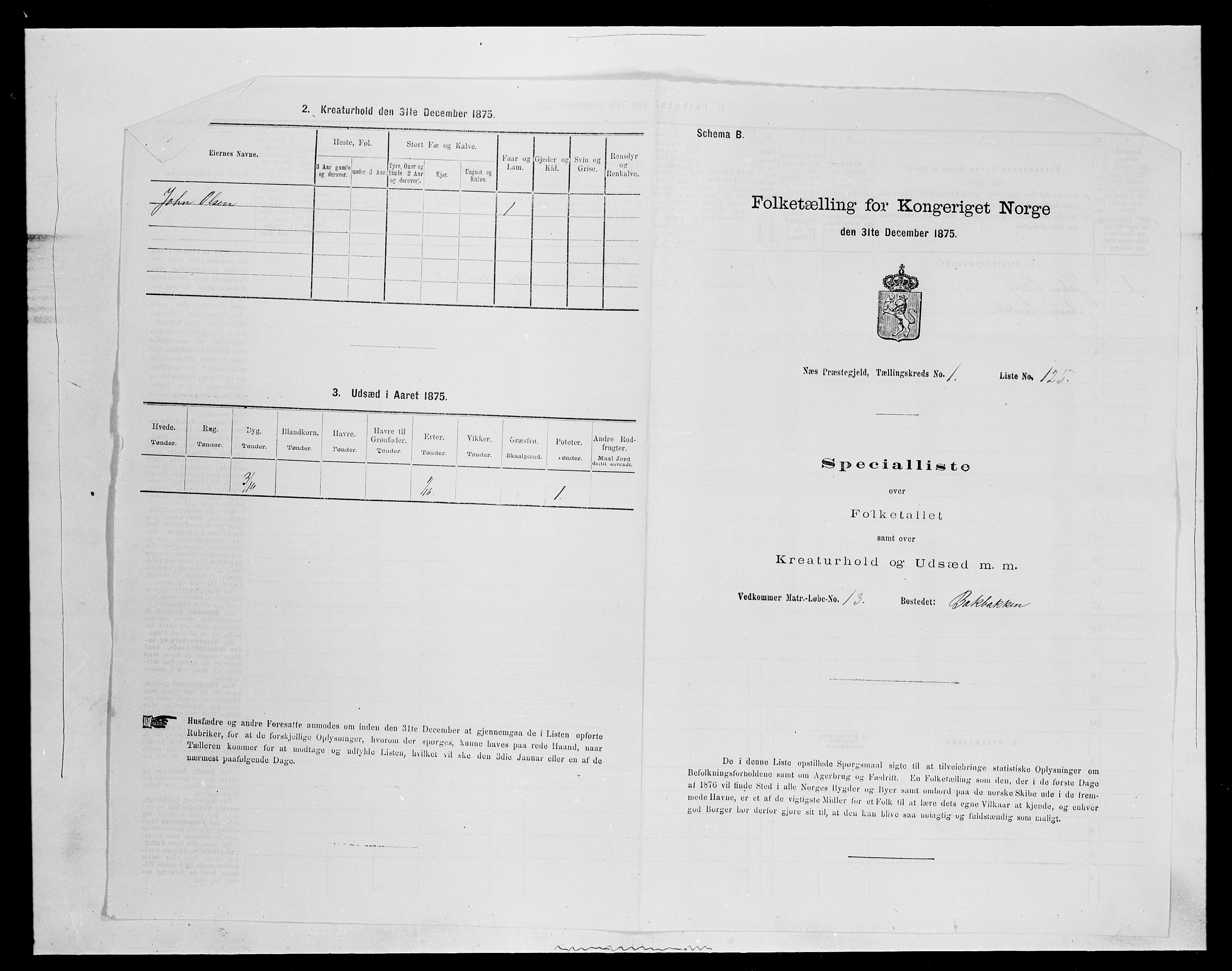 SAH, 1875 census for 0411P Nes, 1875, p. 327