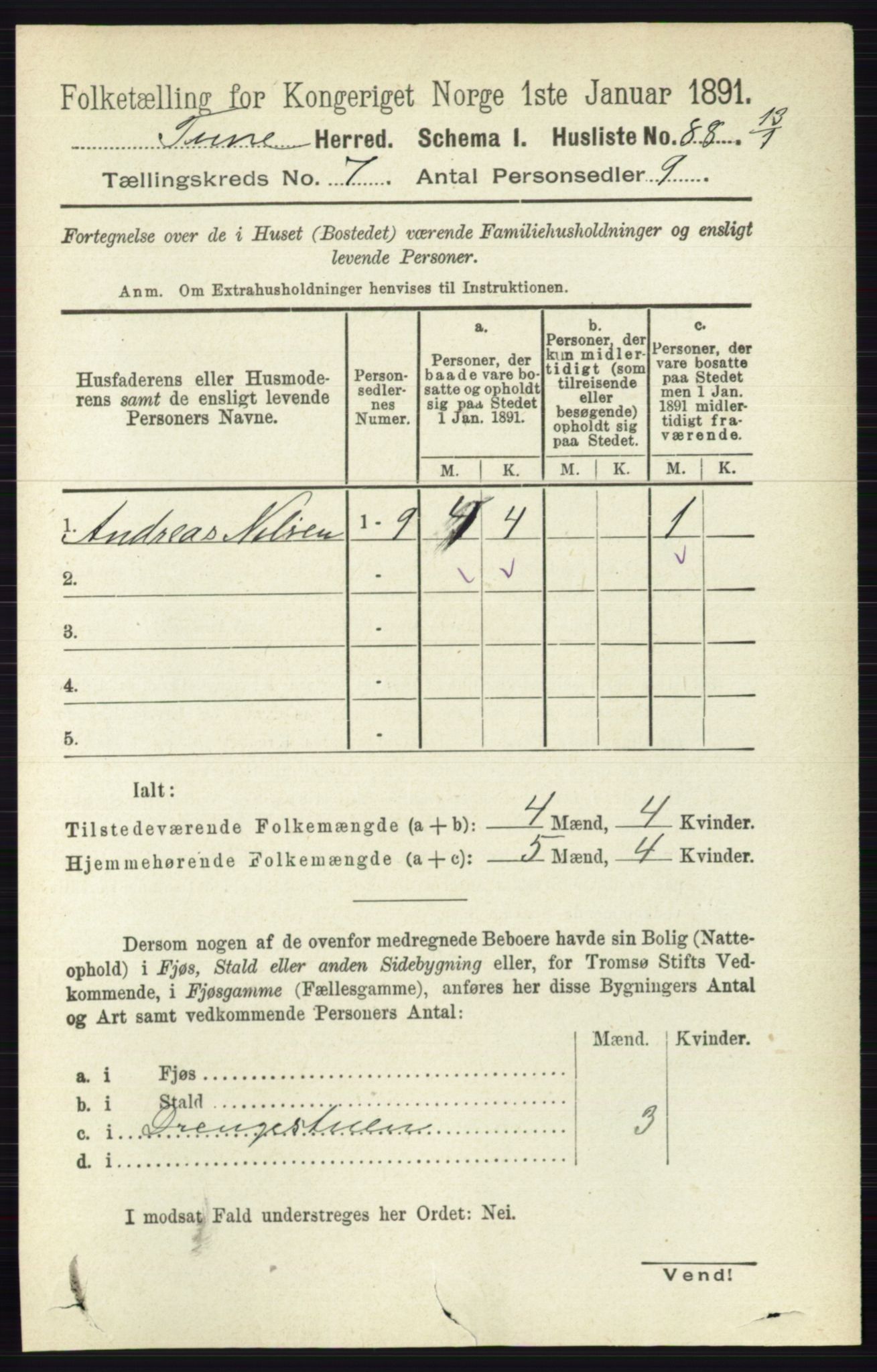 RA, 1891 census for 0130 Tune, 1891, p. 5136