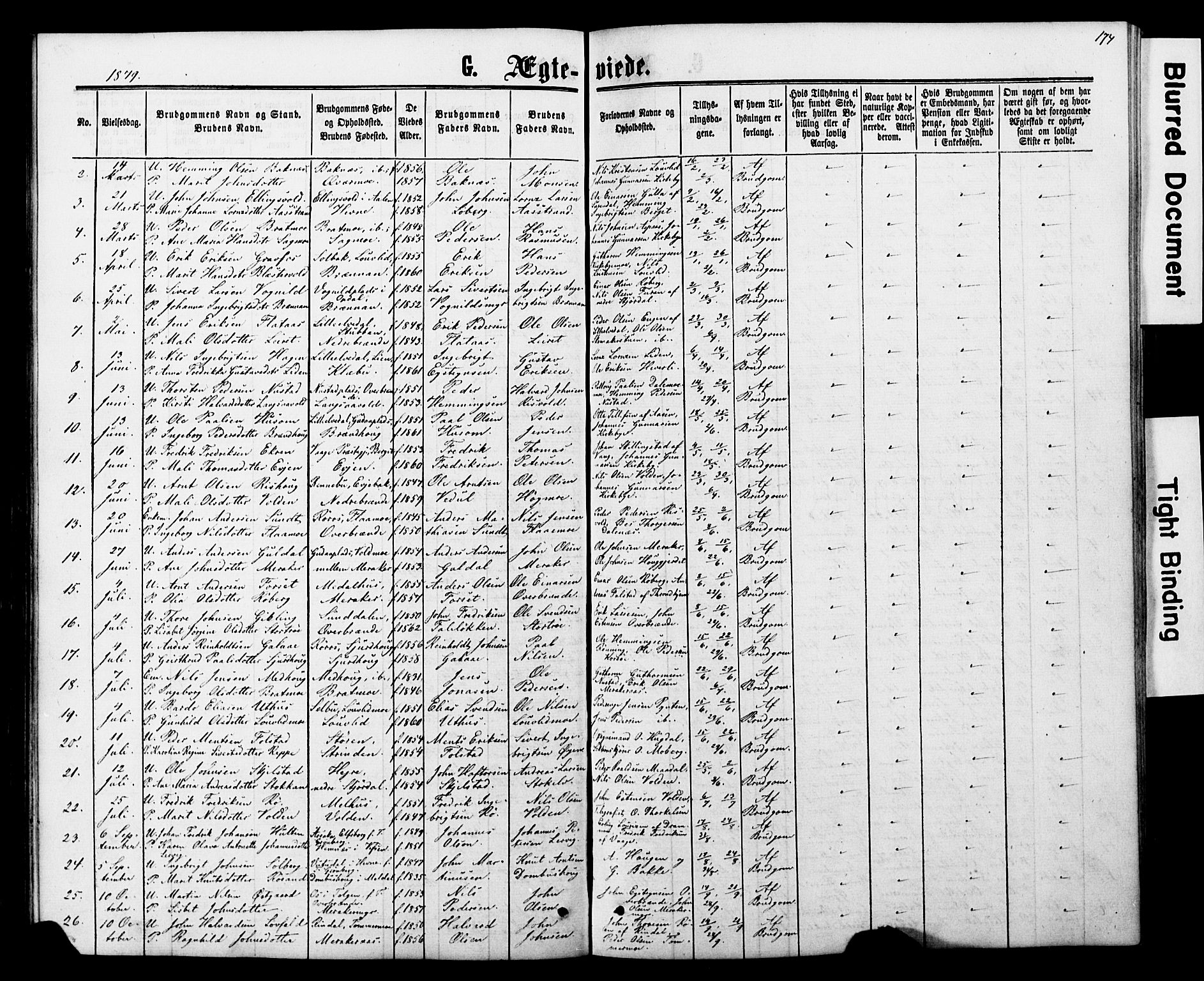 Ministerialprotokoller, klokkerbøker og fødselsregistre - Nord-Trøndelag, SAT/A-1458/706/L0049: Parish register (copy) no. 706C01, 1864-1895, p. 174
