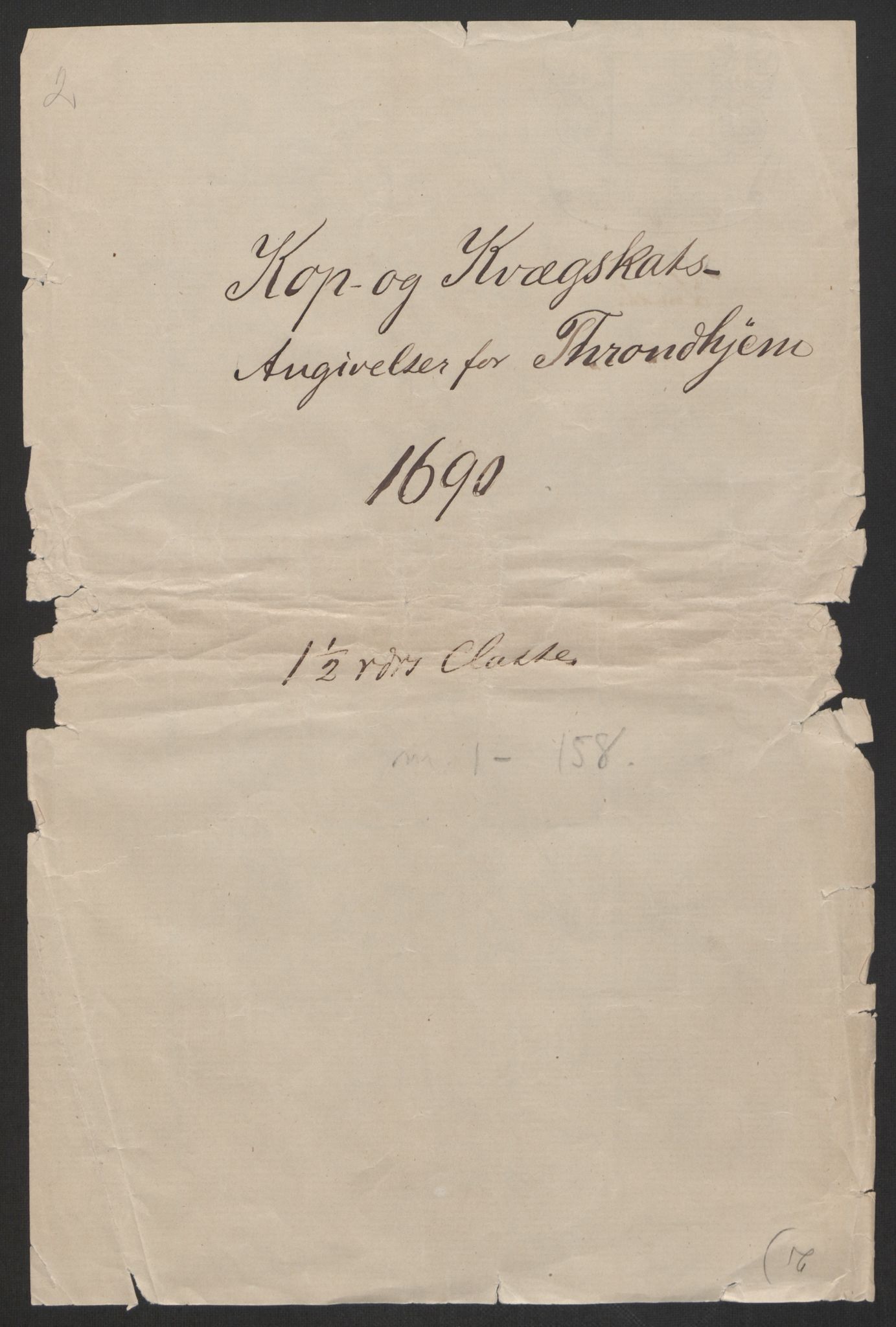 Rentekammeret inntil 1814, Reviderte regnskaper, Byregnskaper, AV/RA-EA-4066/R/Rs/L0505: [S2] Kontribusjonsregnskap, 1686-1691, p. 130