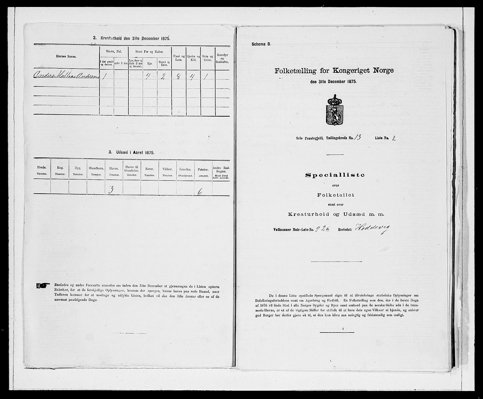 SAB, 1875 Census for 1441P Selje, 1875, p. 1586