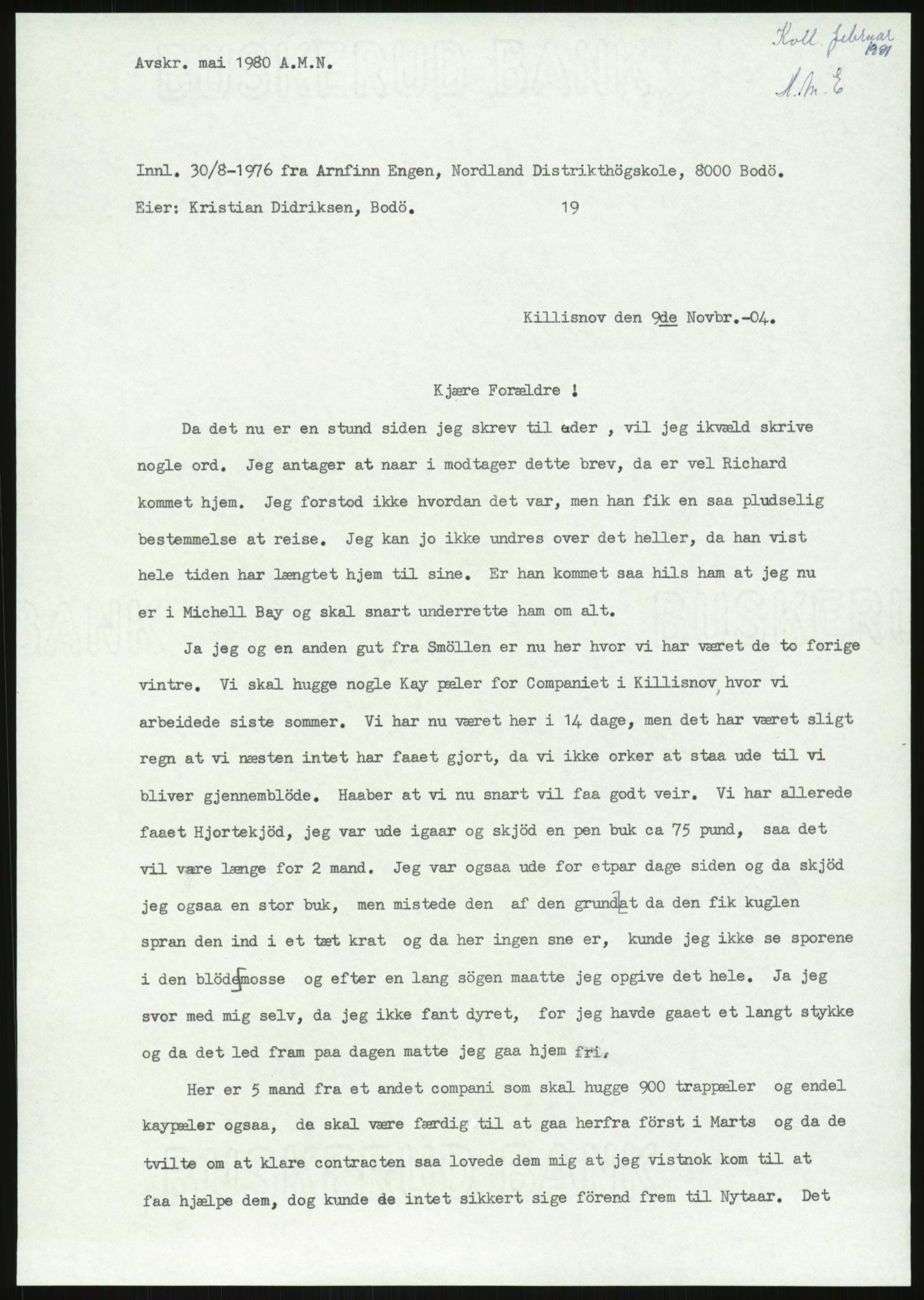 Samlinger til kildeutgivelse, Amerikabrevene, AV/RA-EA-4057/F/L0035: Innlån fra Nordland, 1838-1914, p. 131