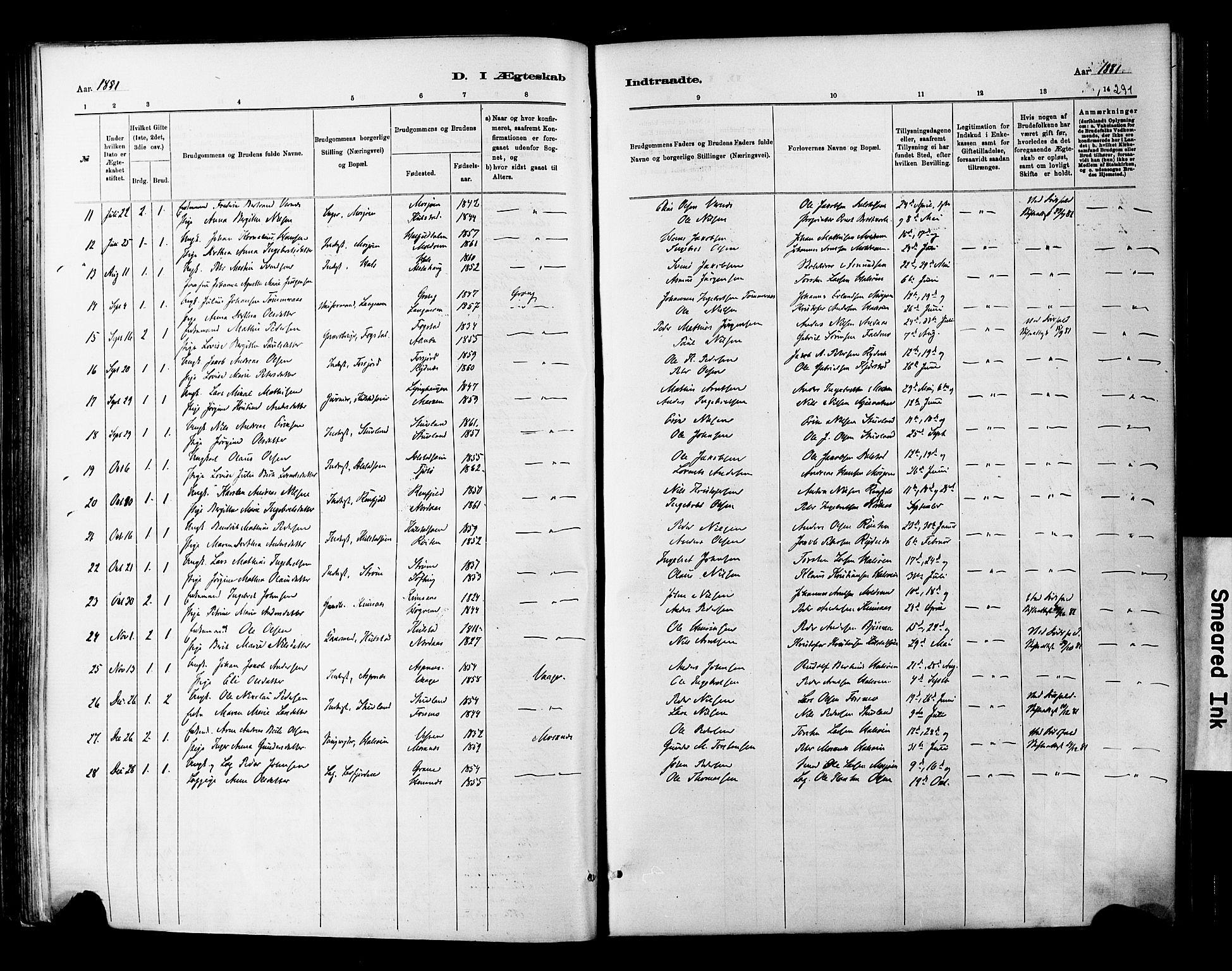 Ministerialprotokoller, klokkerbøker og fødselsregistre - Nordland, SAT/A-1459/820/L0295: Parish register (official) no. 820A16, 1880-1896, p. 291