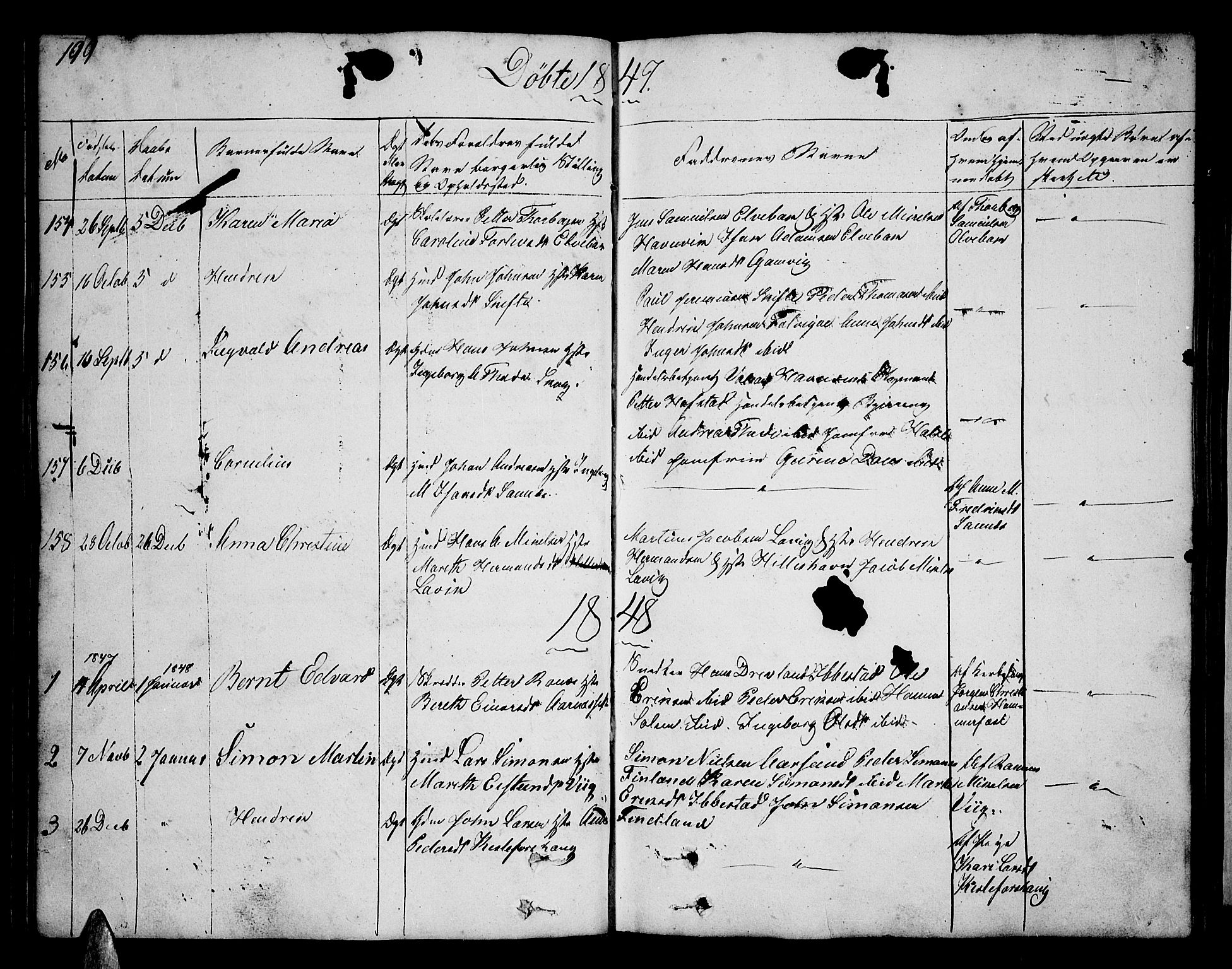 Ibestad sokneprestembete, SATØ/S-0077/H/Ha/Hab/L0003klokker: Parish register (copy) no. 3, 1833-1852, p. 199